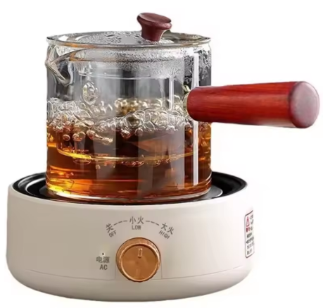Glass Electric Kettle with Wooden Handle