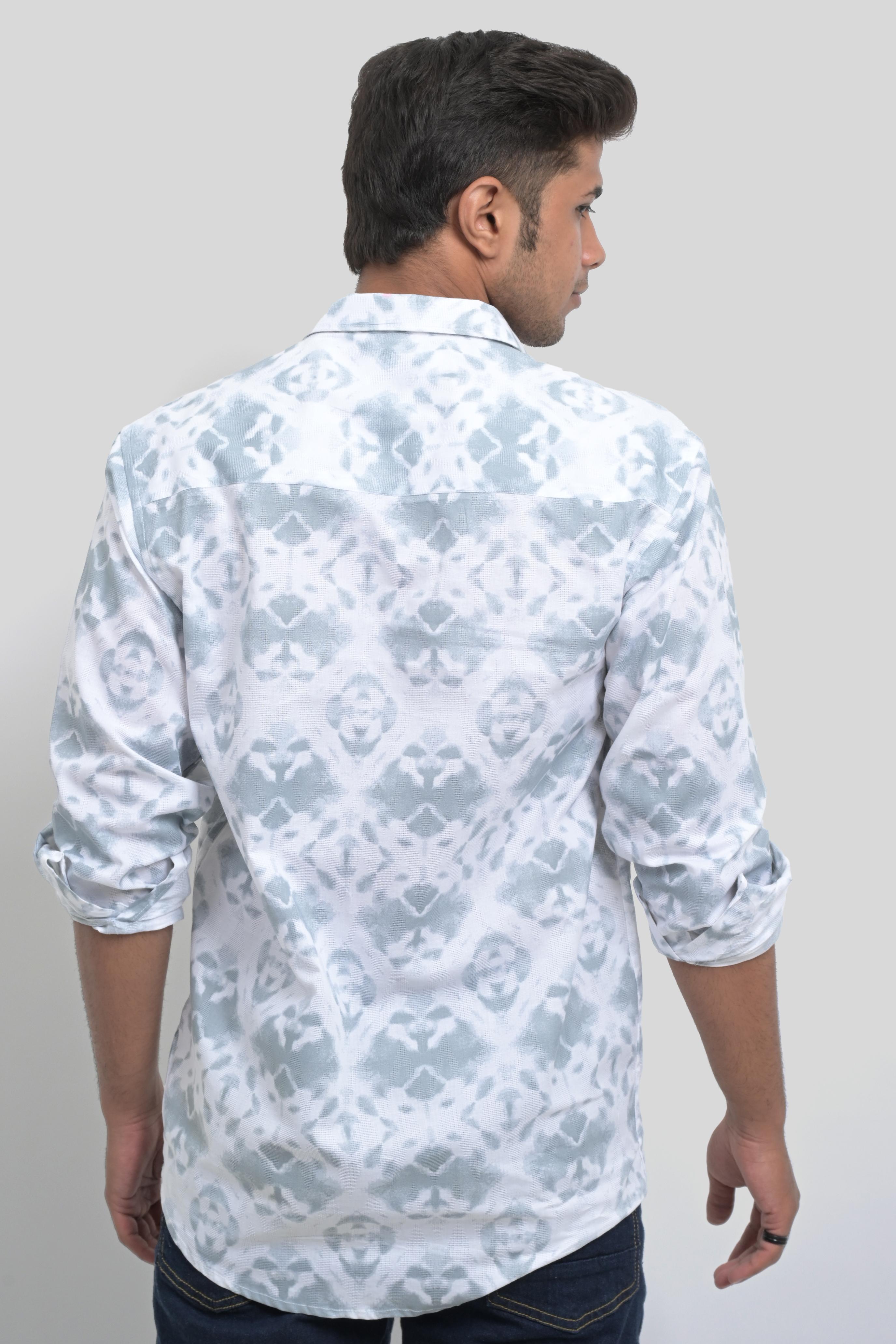 White Printed Long Sleeve Shirt