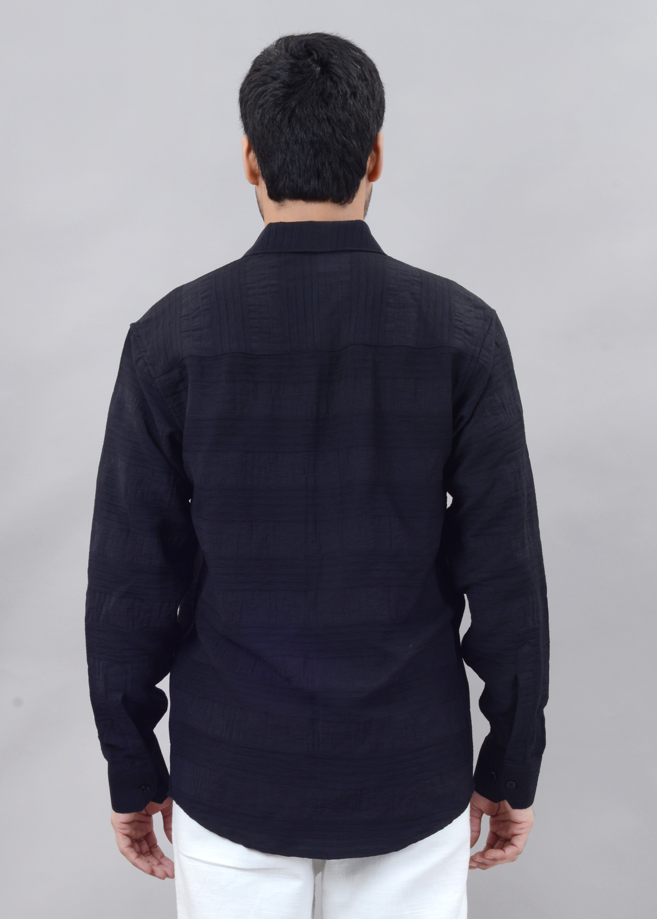 The Black Ribbed Texture Shirt