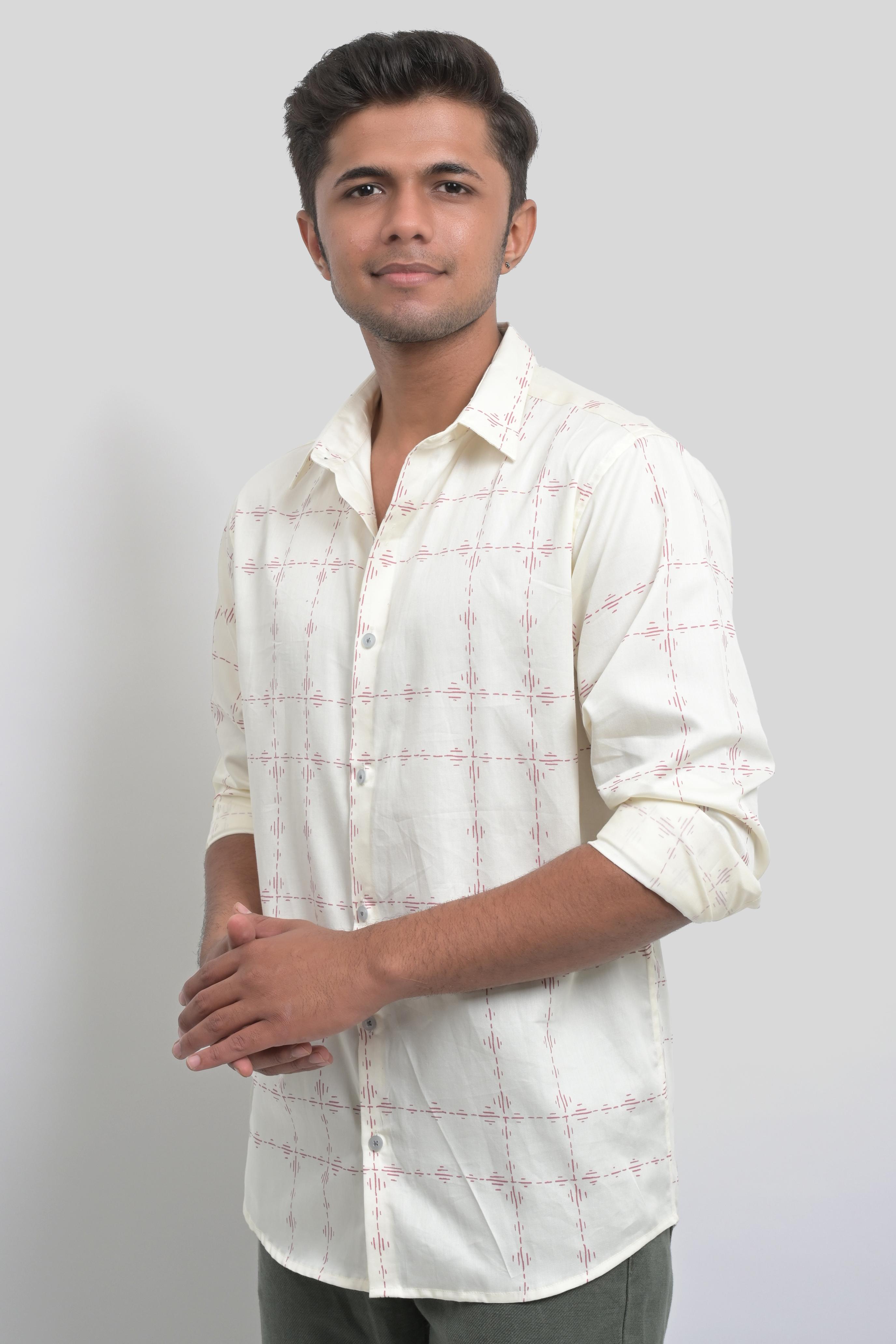 White Geometric Pattern Shirt