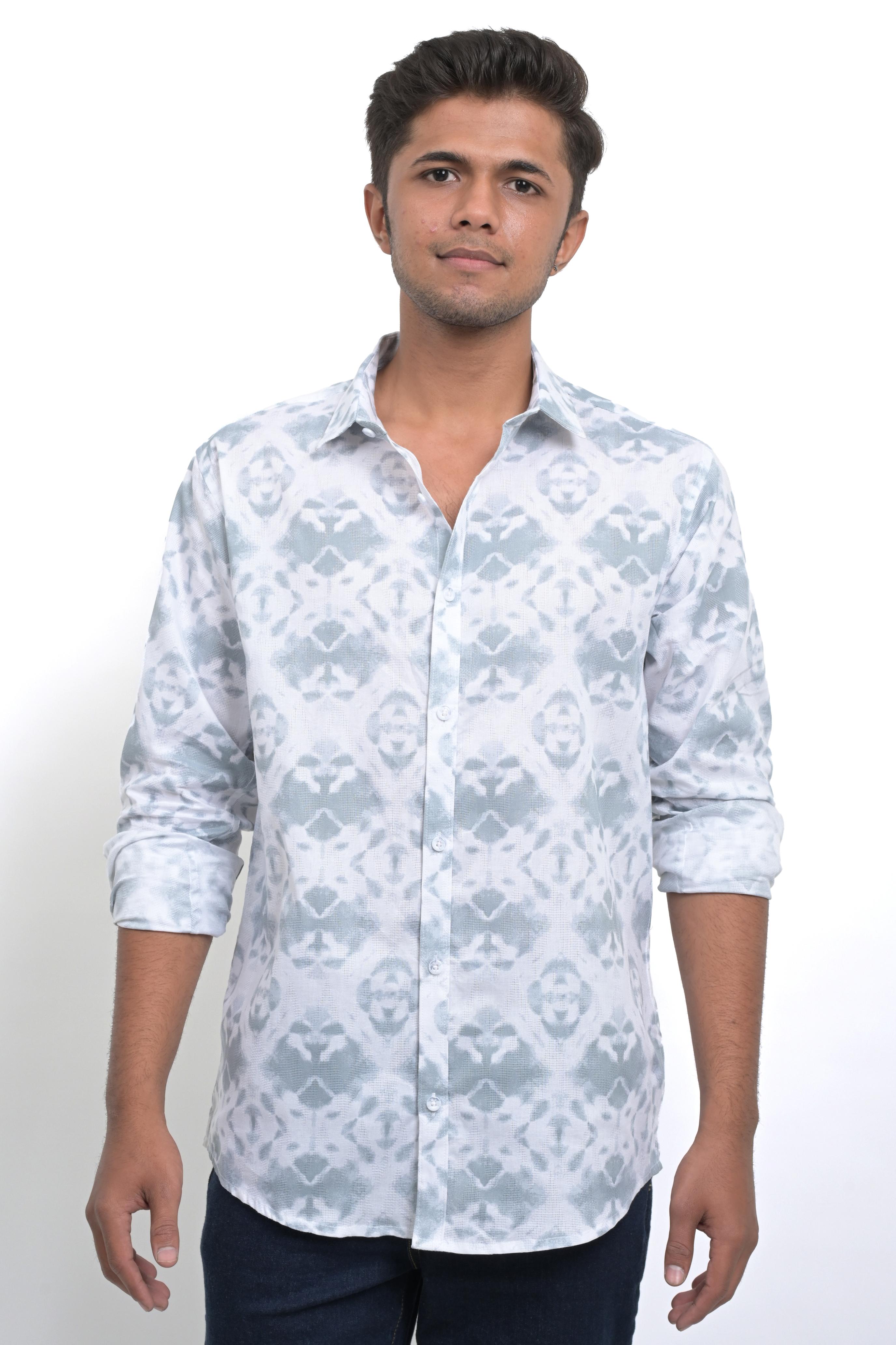 White Printed Long Sleeve Shirt