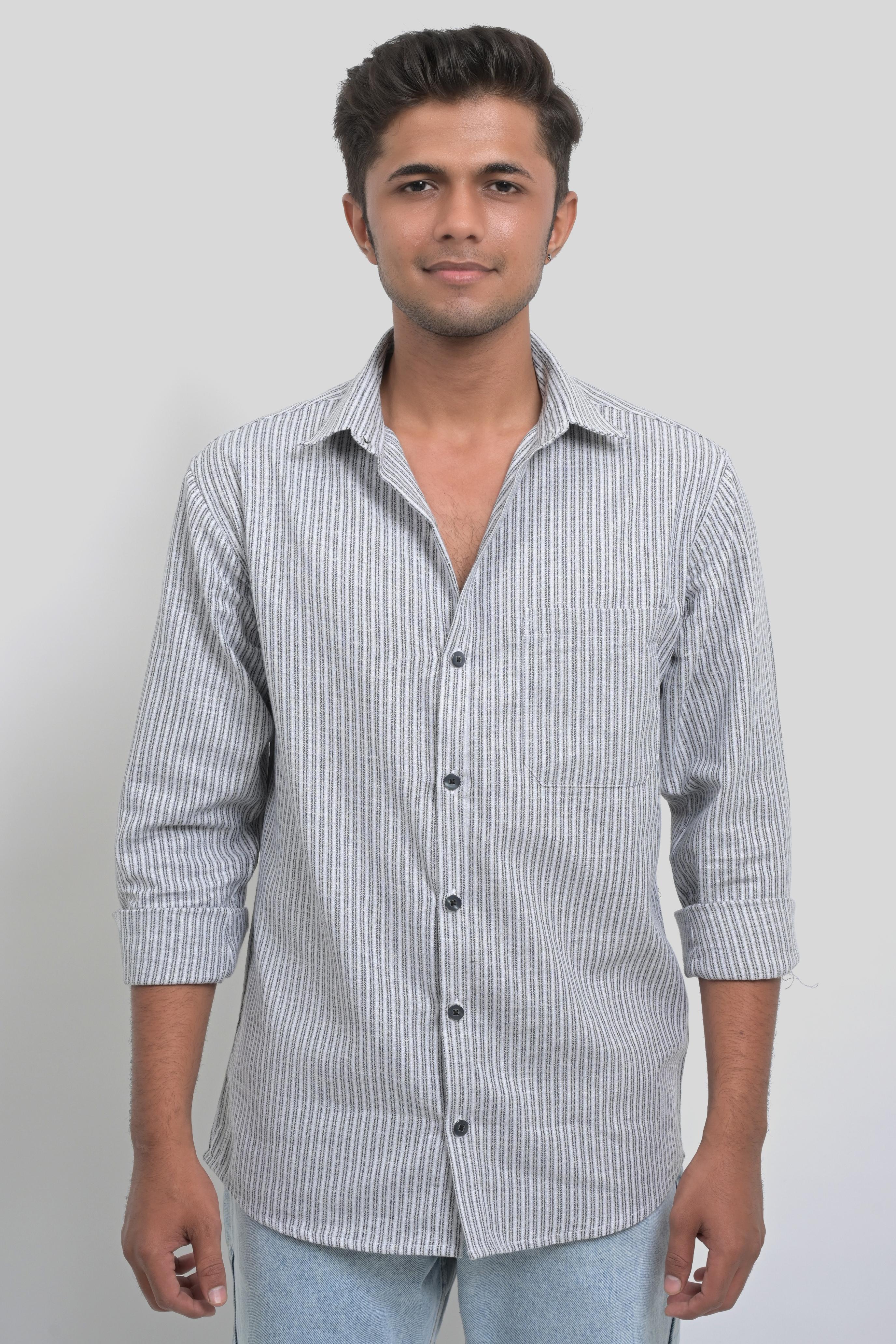 Men's striped button-up shirt