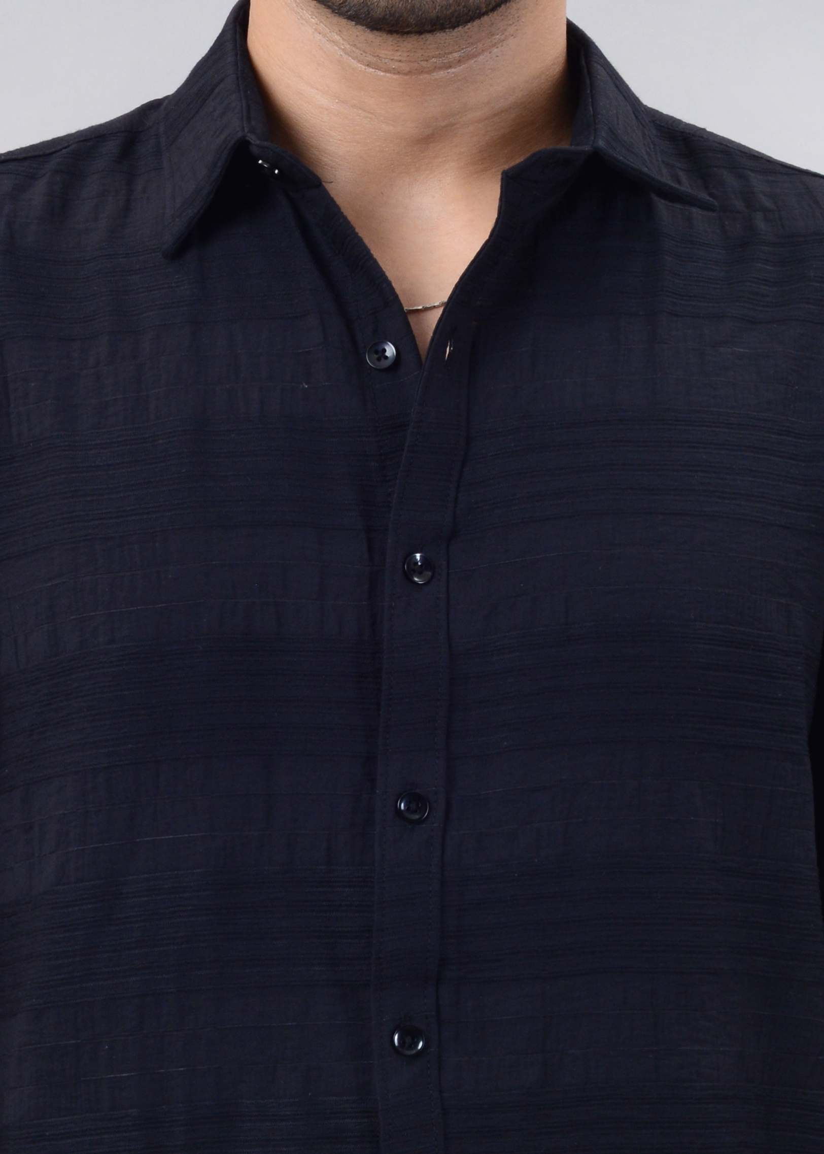 The Black Ribbed Texture Shirt