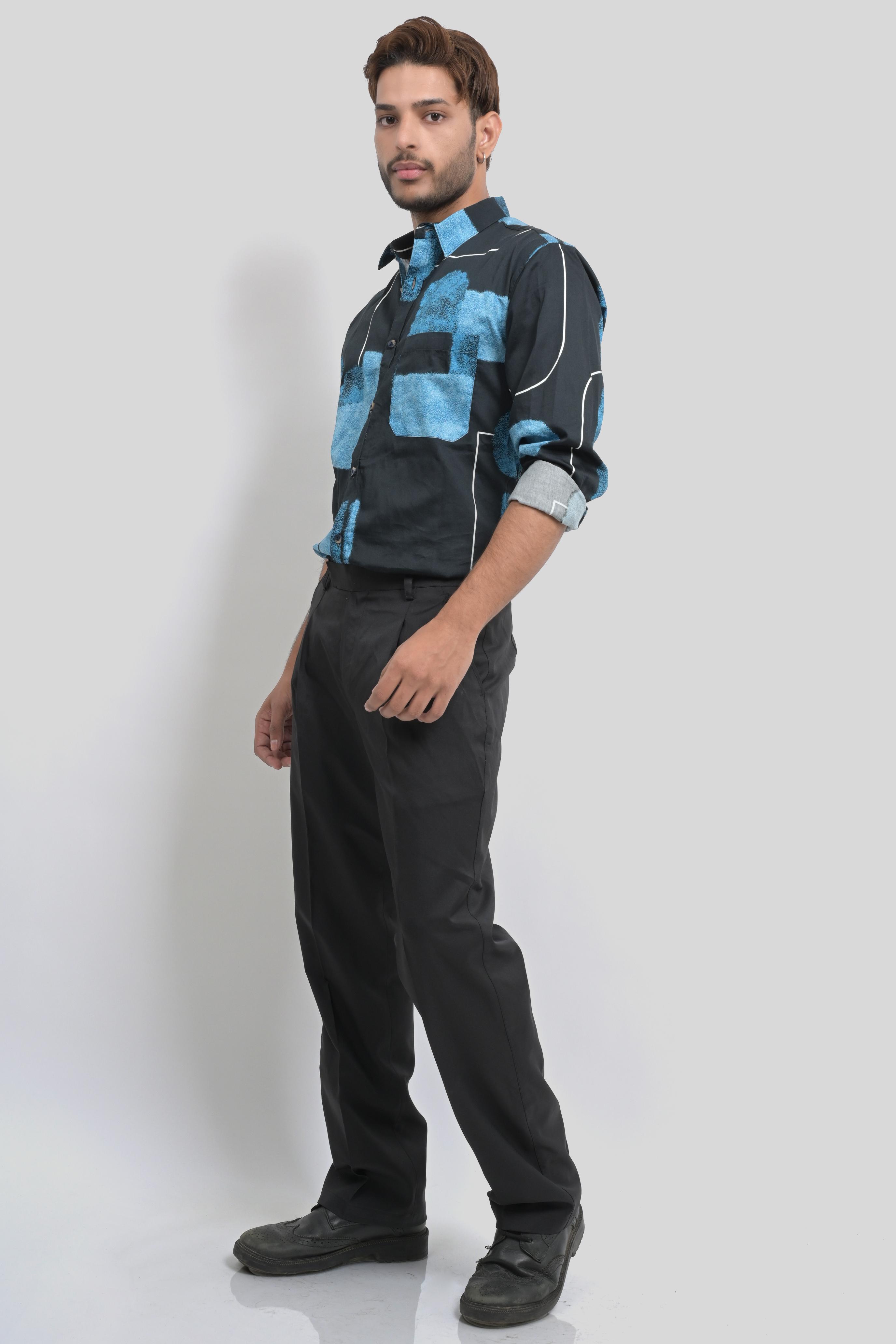 Men's Abstract Print Long Sleeve Shirt