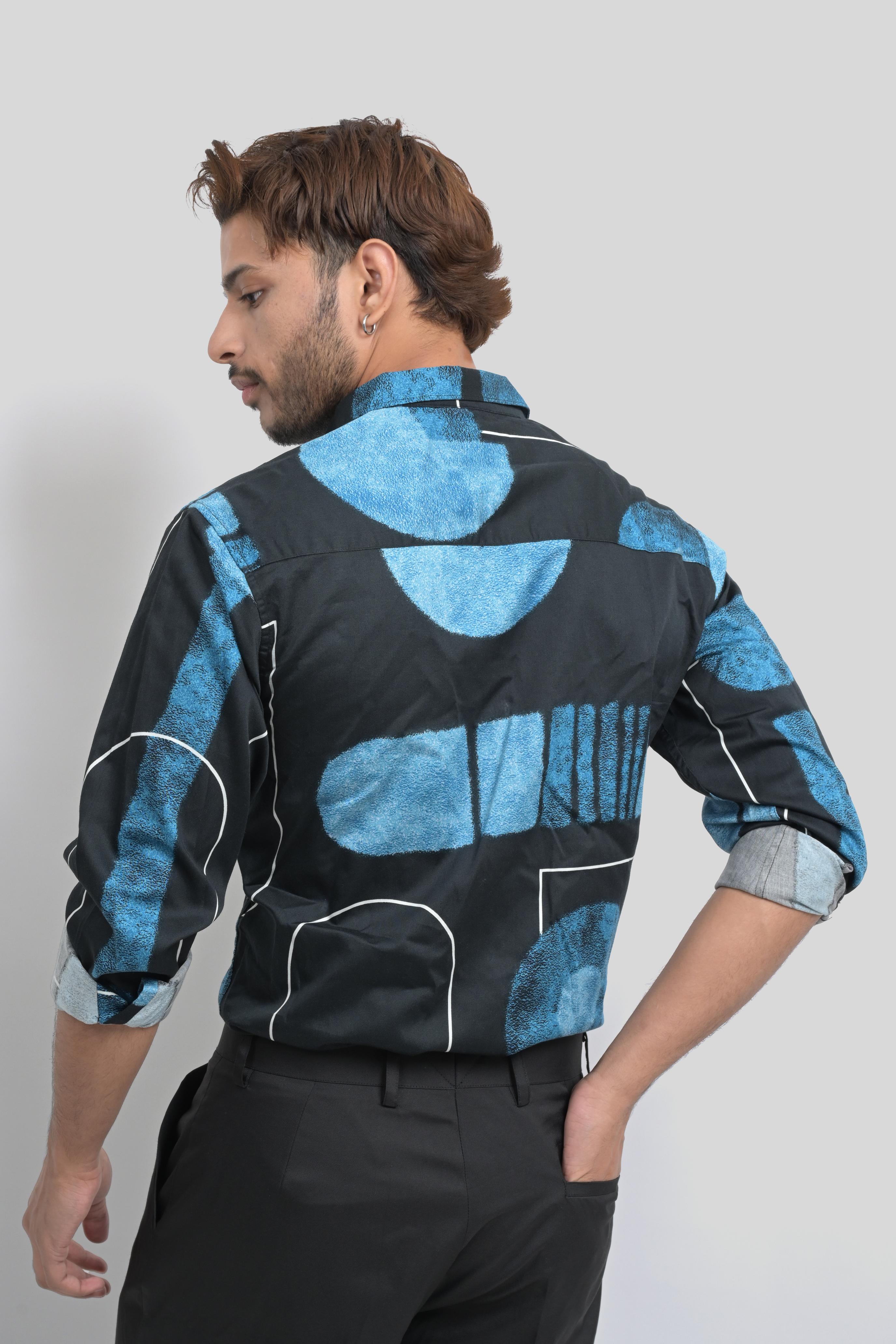 Men's Abstract Print Long Sleeve Shirt