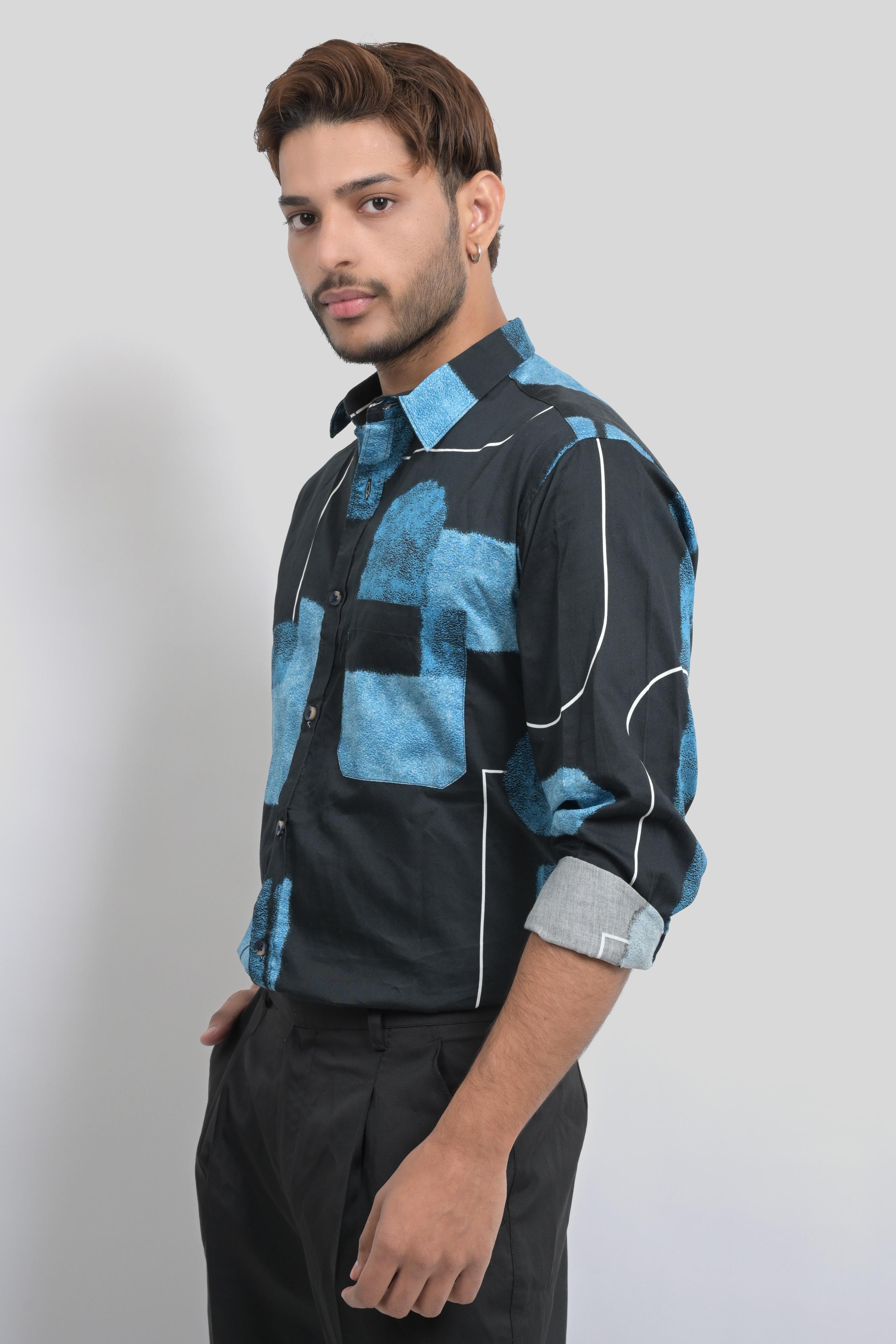 Men's Abstract Print Long Sleeve Shirt