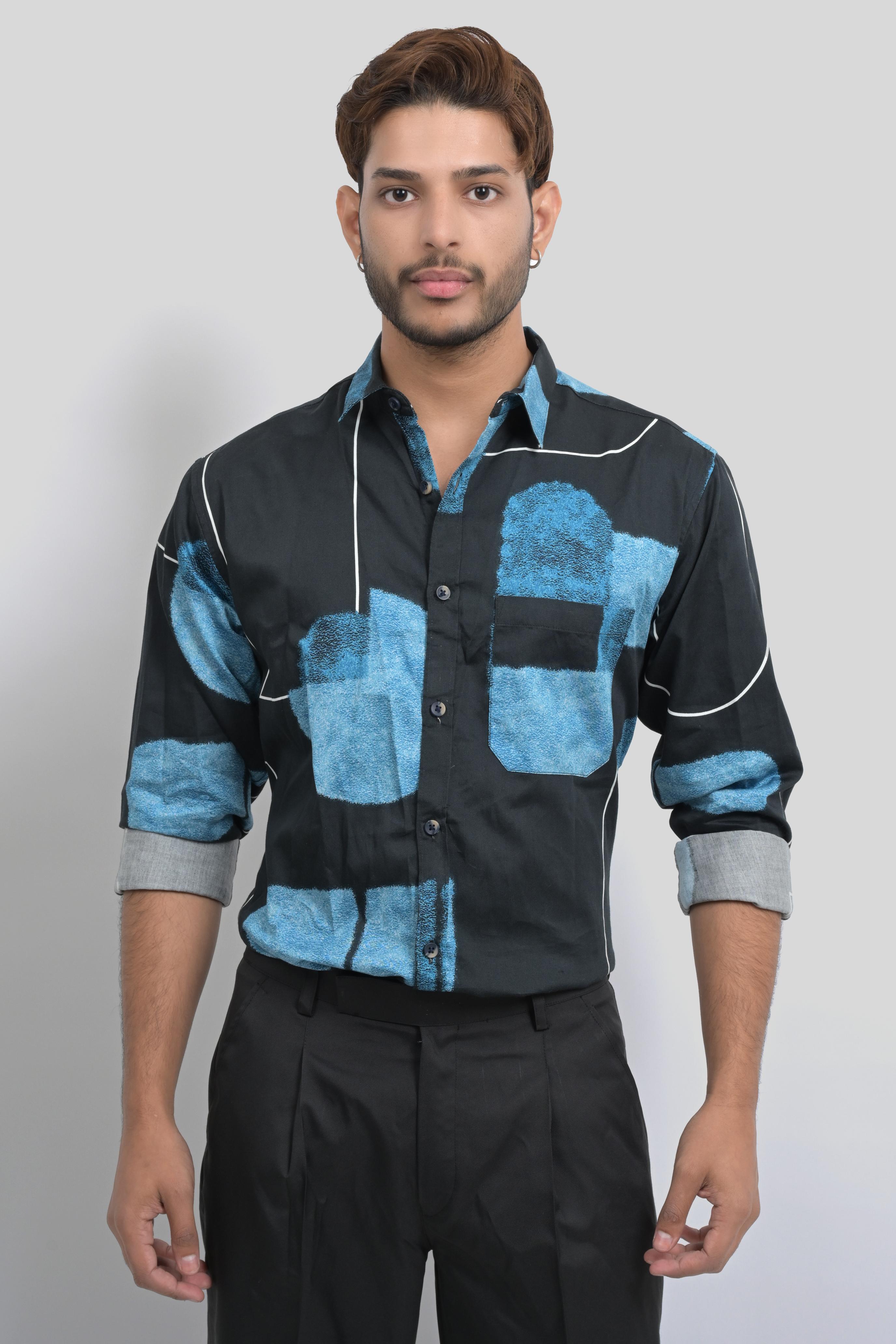 Men's Abstract Print Long Sleeve Shirt