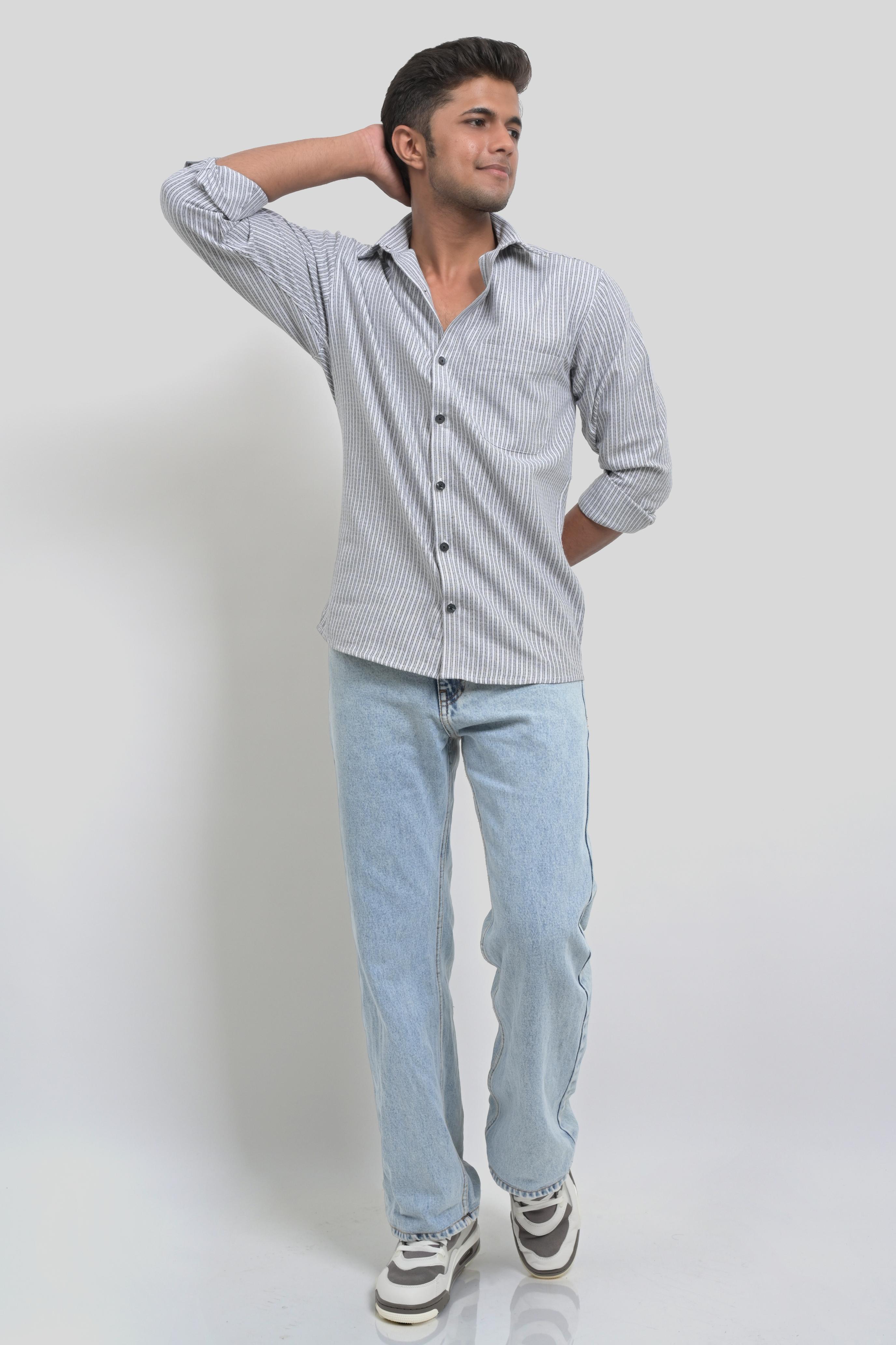 Men's striped button-up shirt