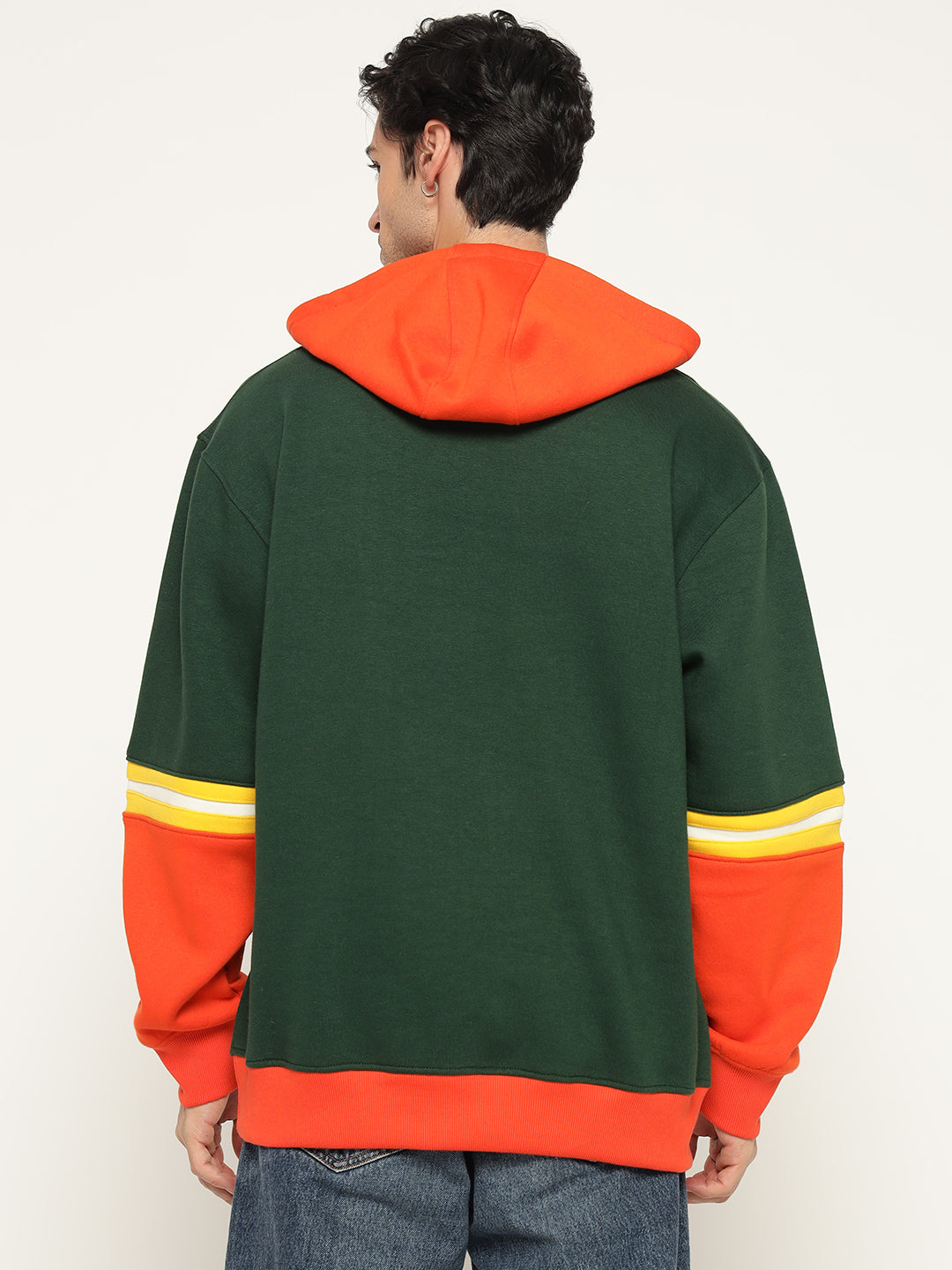 Green Hoodie with Colorful Trim