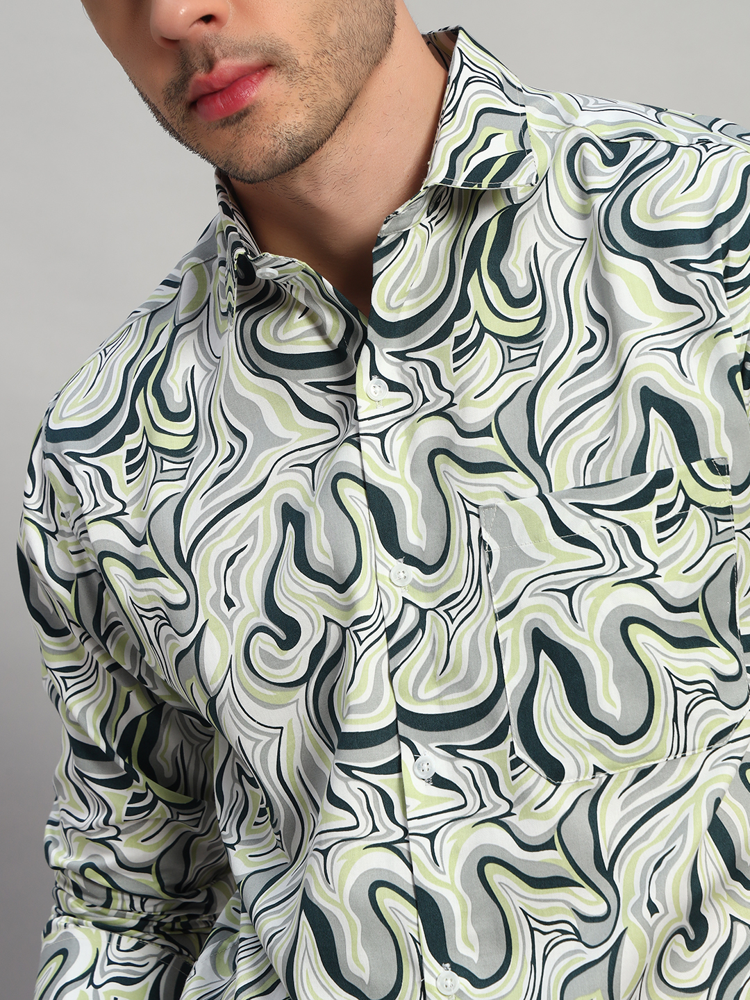 Men's abstract print casual shirt