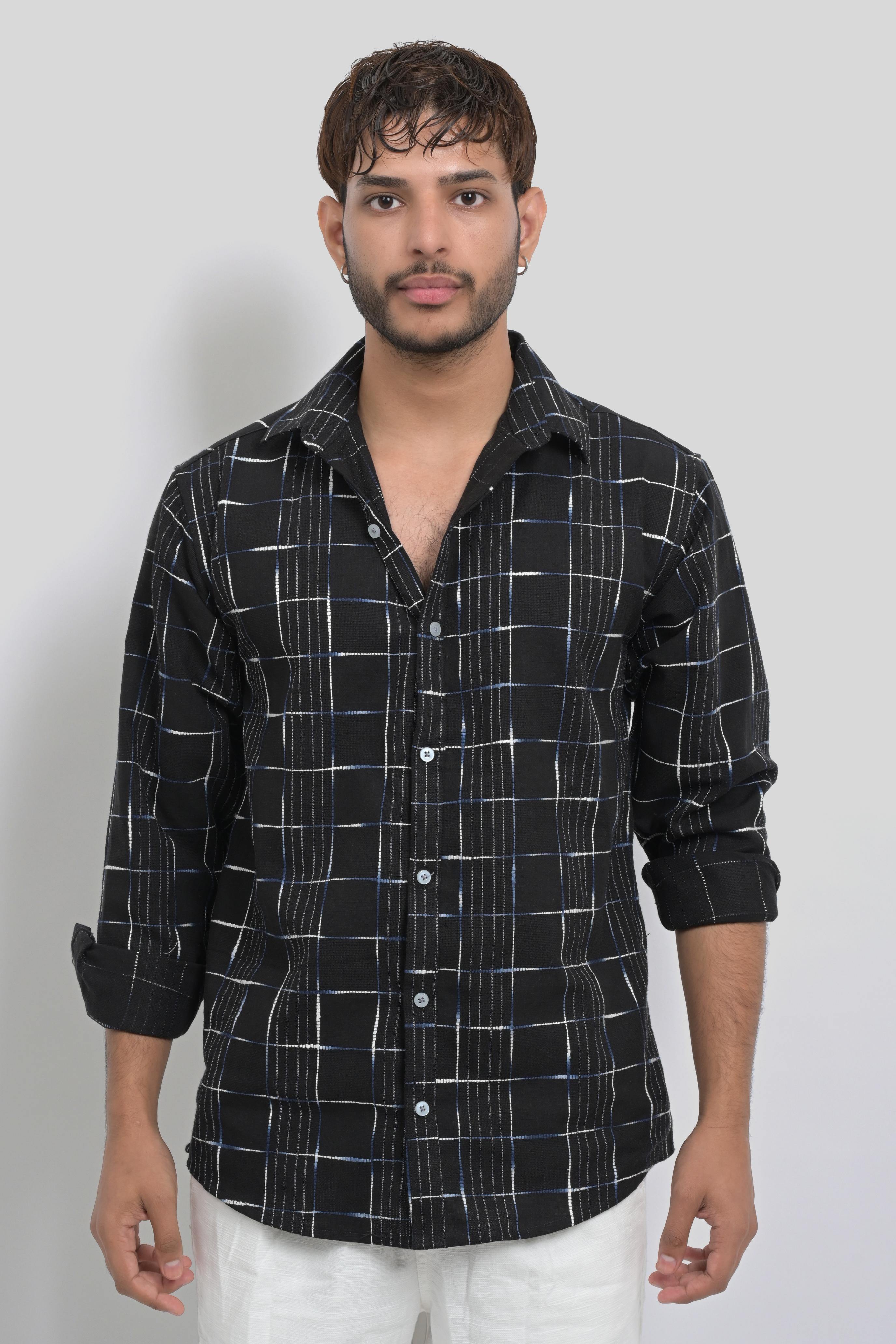 Black Checked Casual Shirt