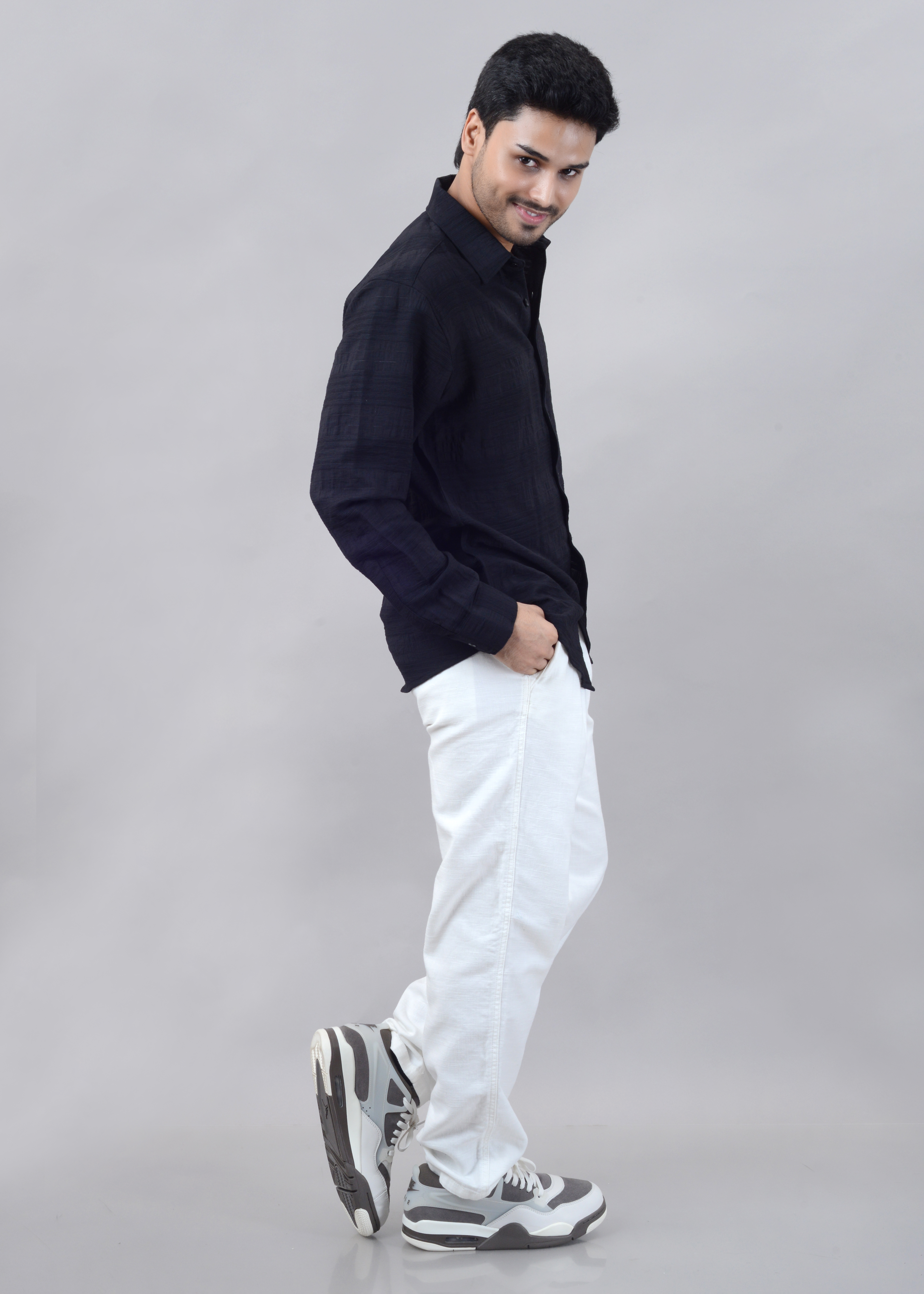 The Black Ribbed Texture Shirt