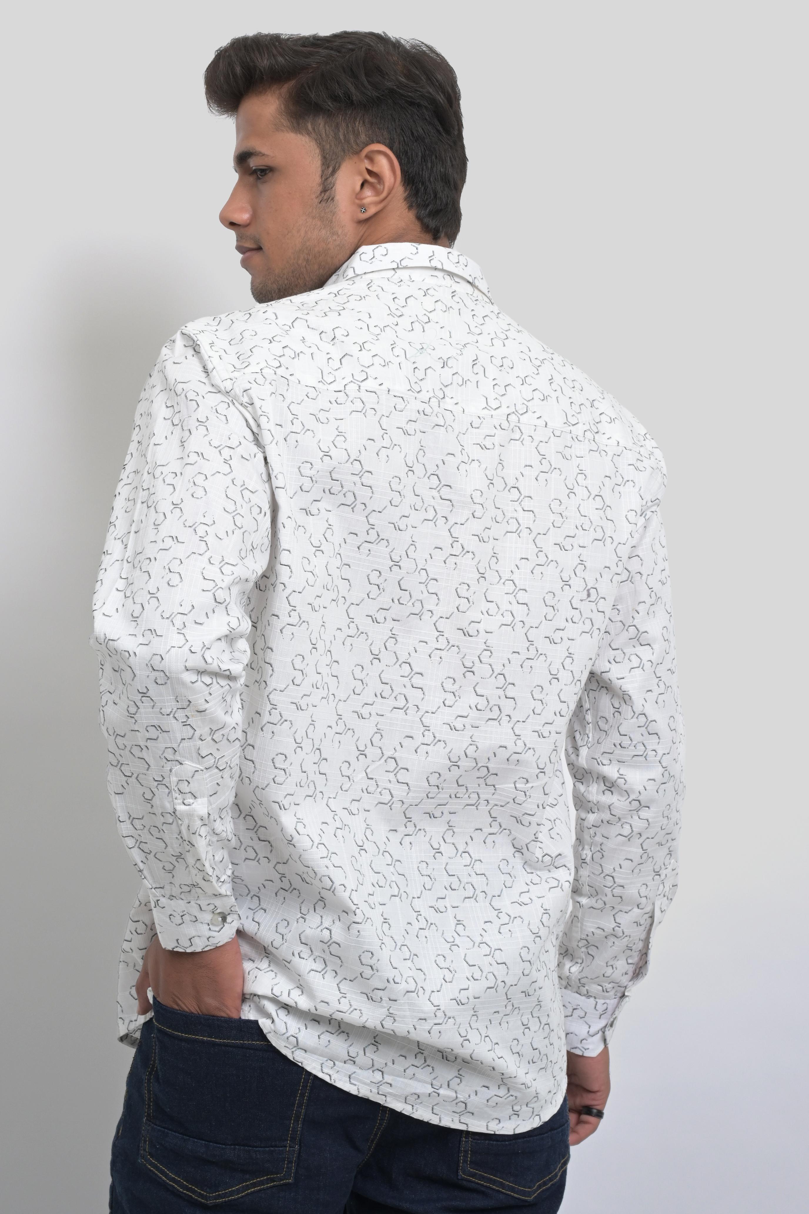 White Printed Men's Shirt