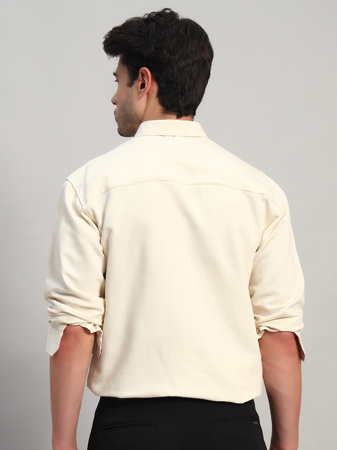 Off White Plain Wolf Full Sleeve Casual Oversized Shirts