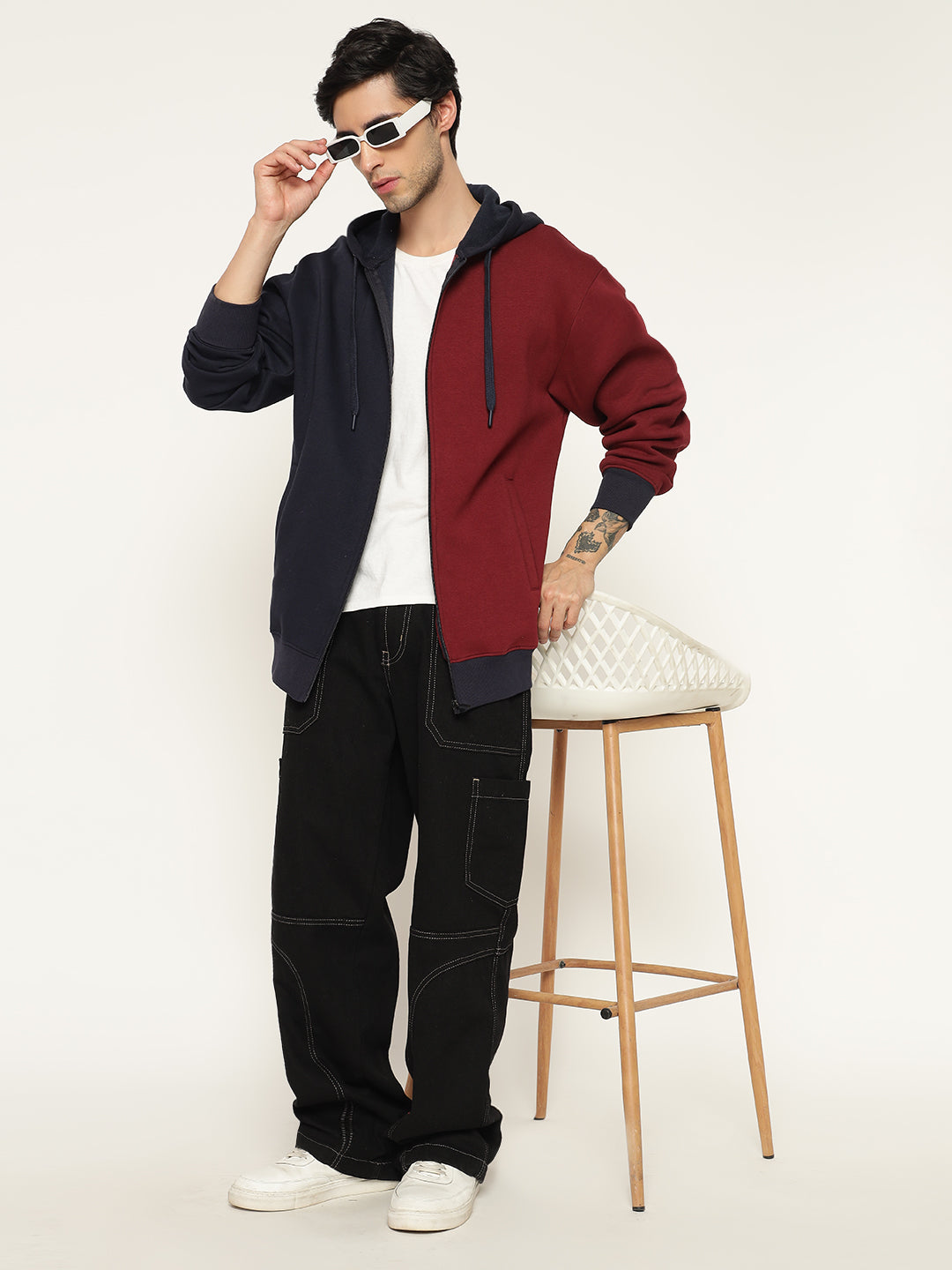 Colorblock Zip-Up Hoodie