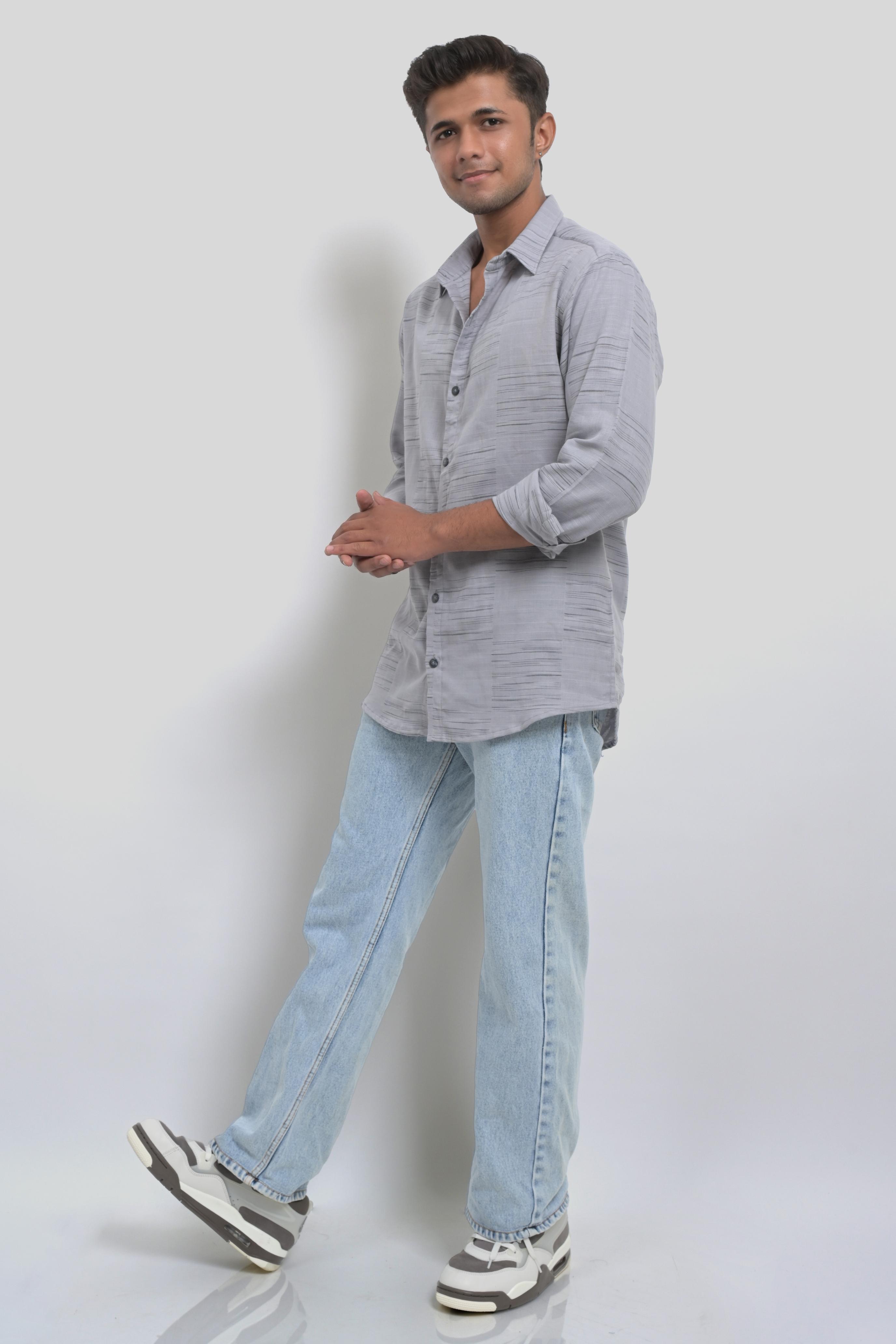 Men's Light Grey Casual Shirt
