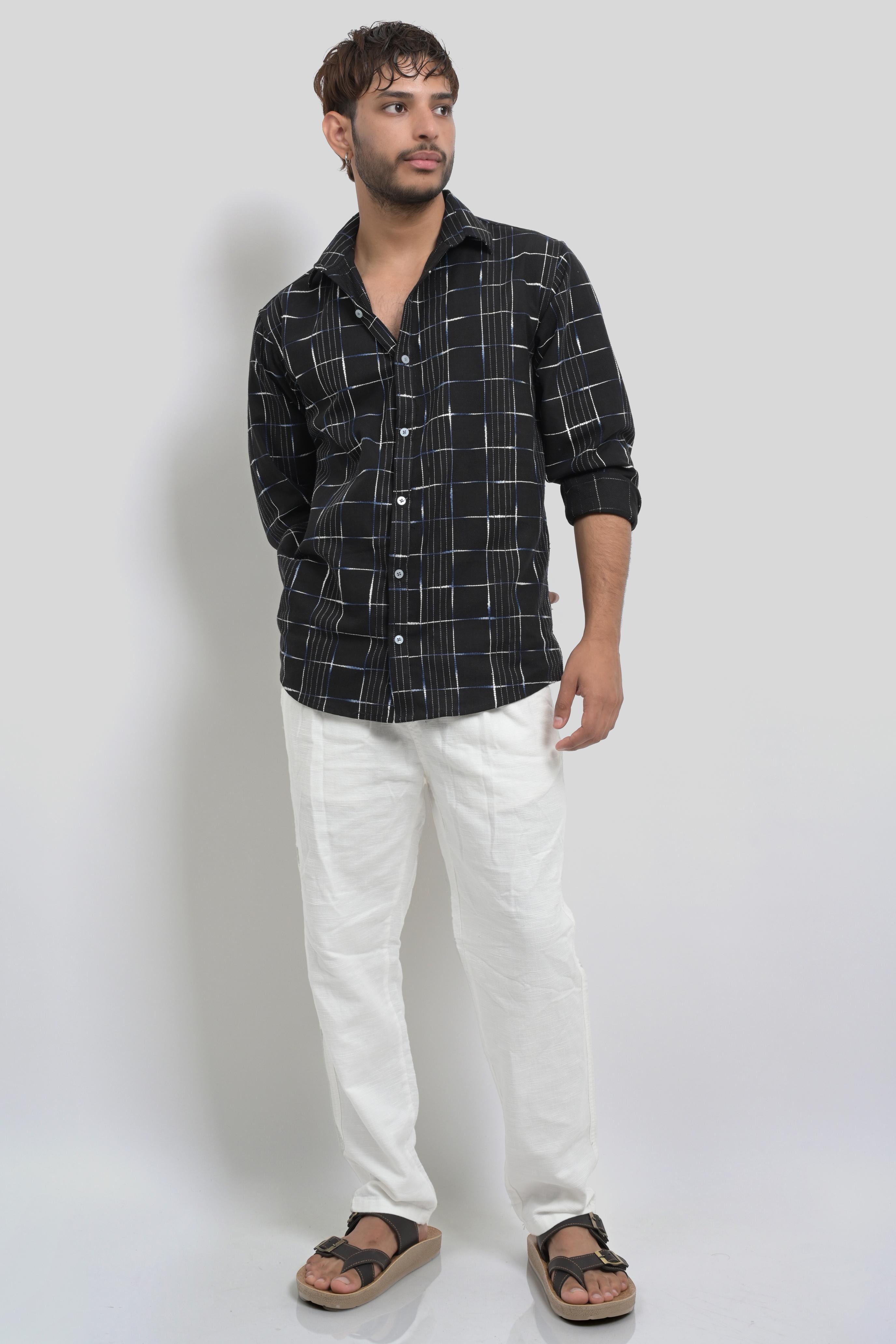 Black Checked Casual Shirt