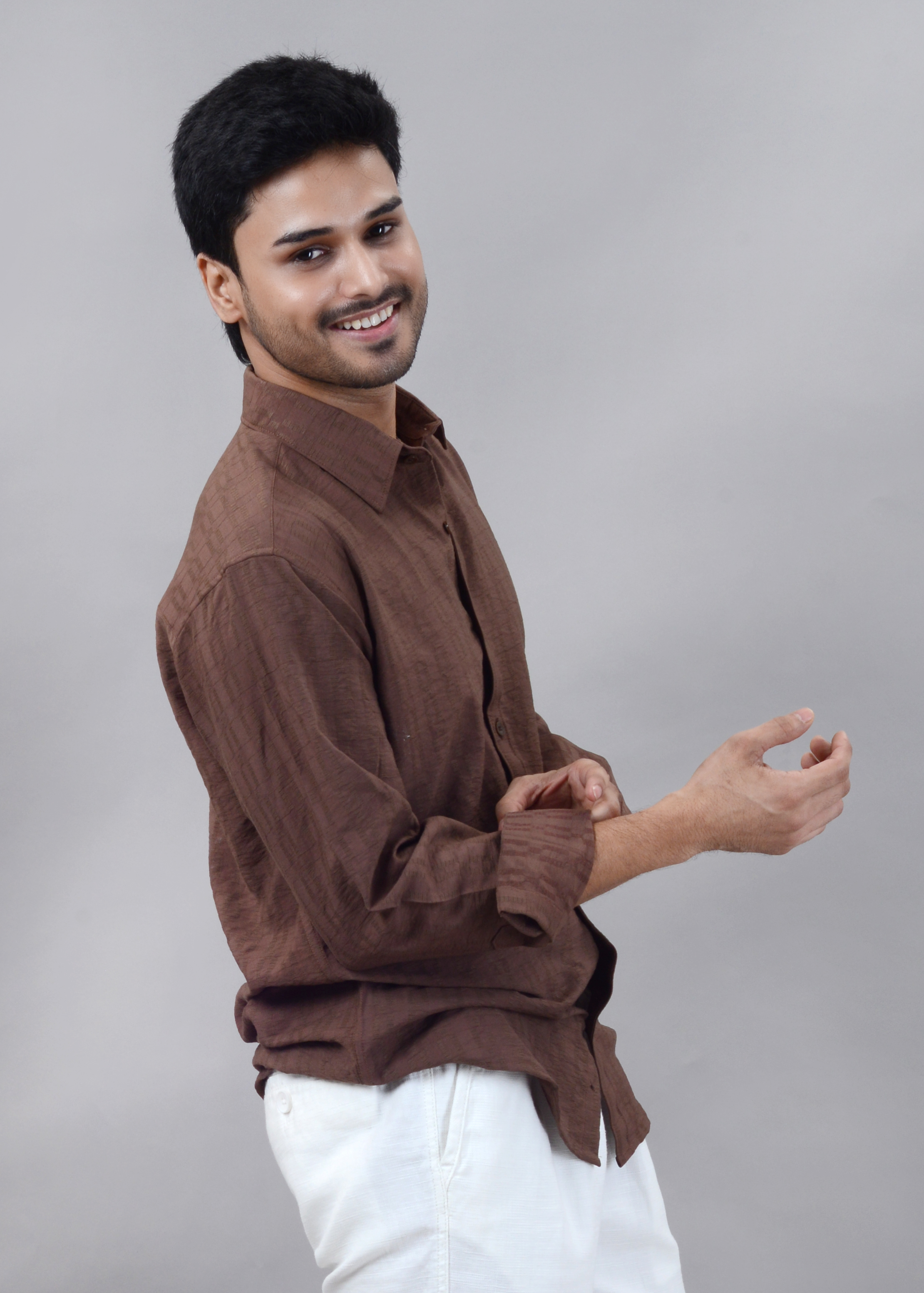The Rich Brown Crinkle Finish Shirt