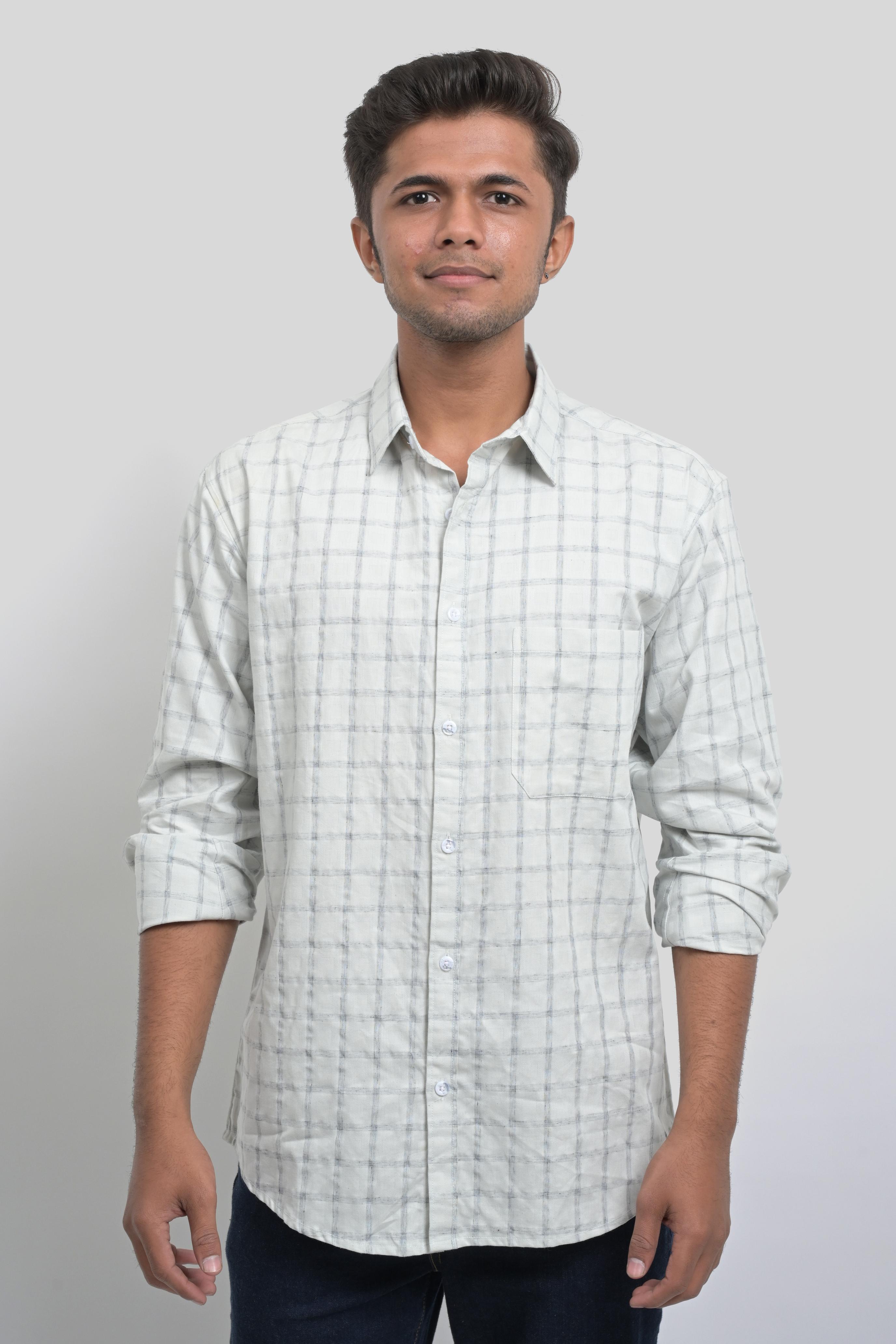 White Checkered Long Sleeve Shirt
