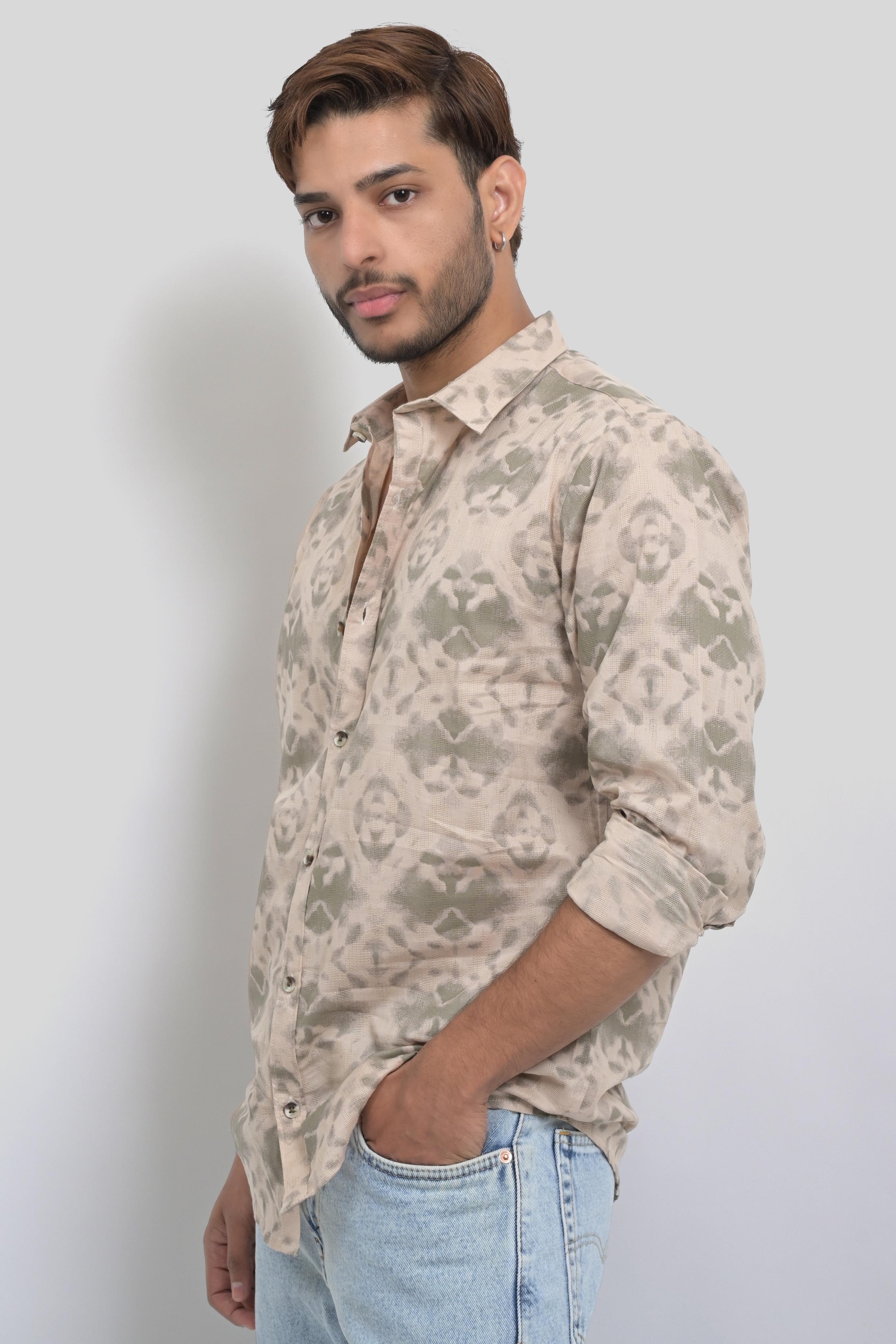 Beige patterned casual shirt