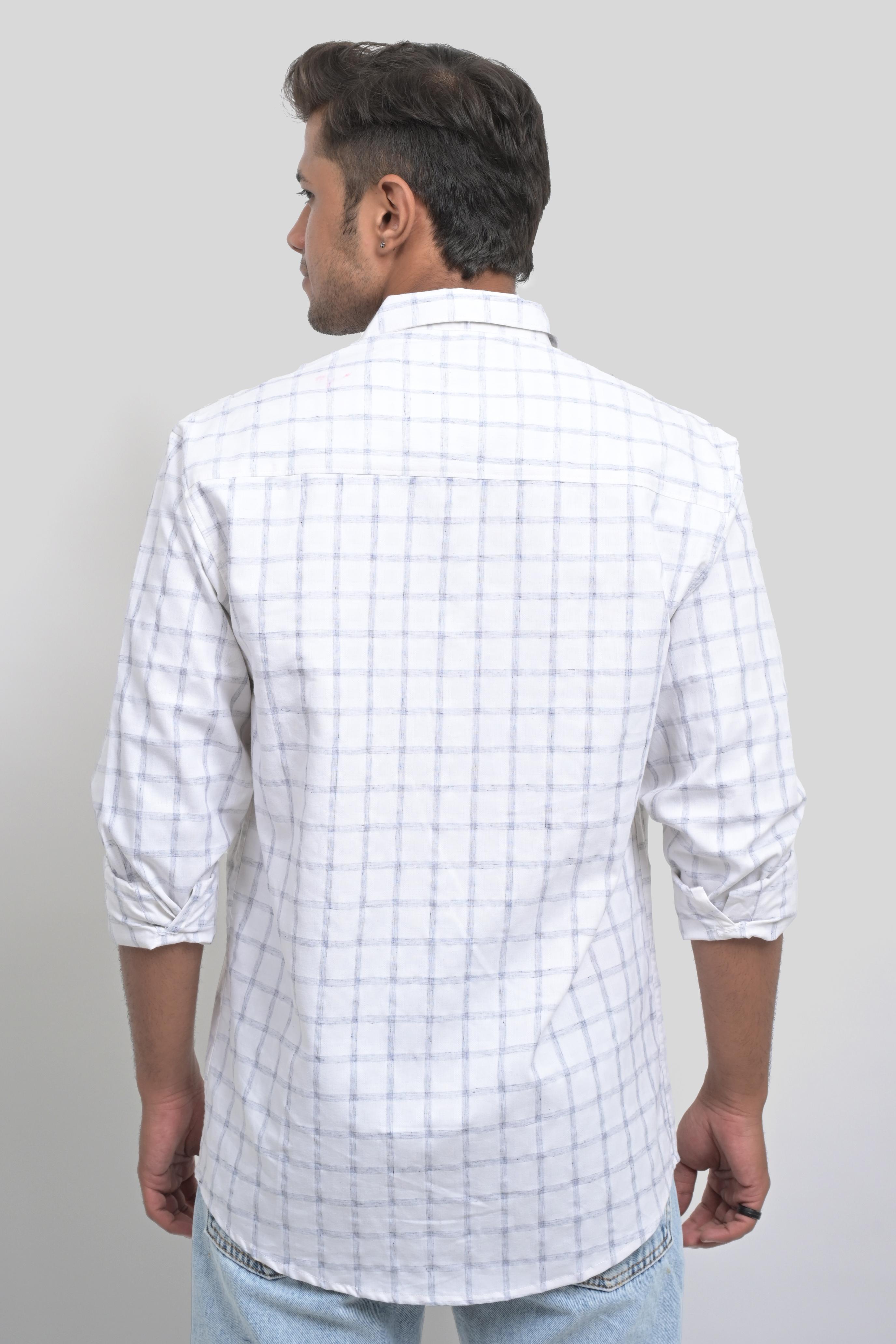White Checked Long Sleeve Shirt