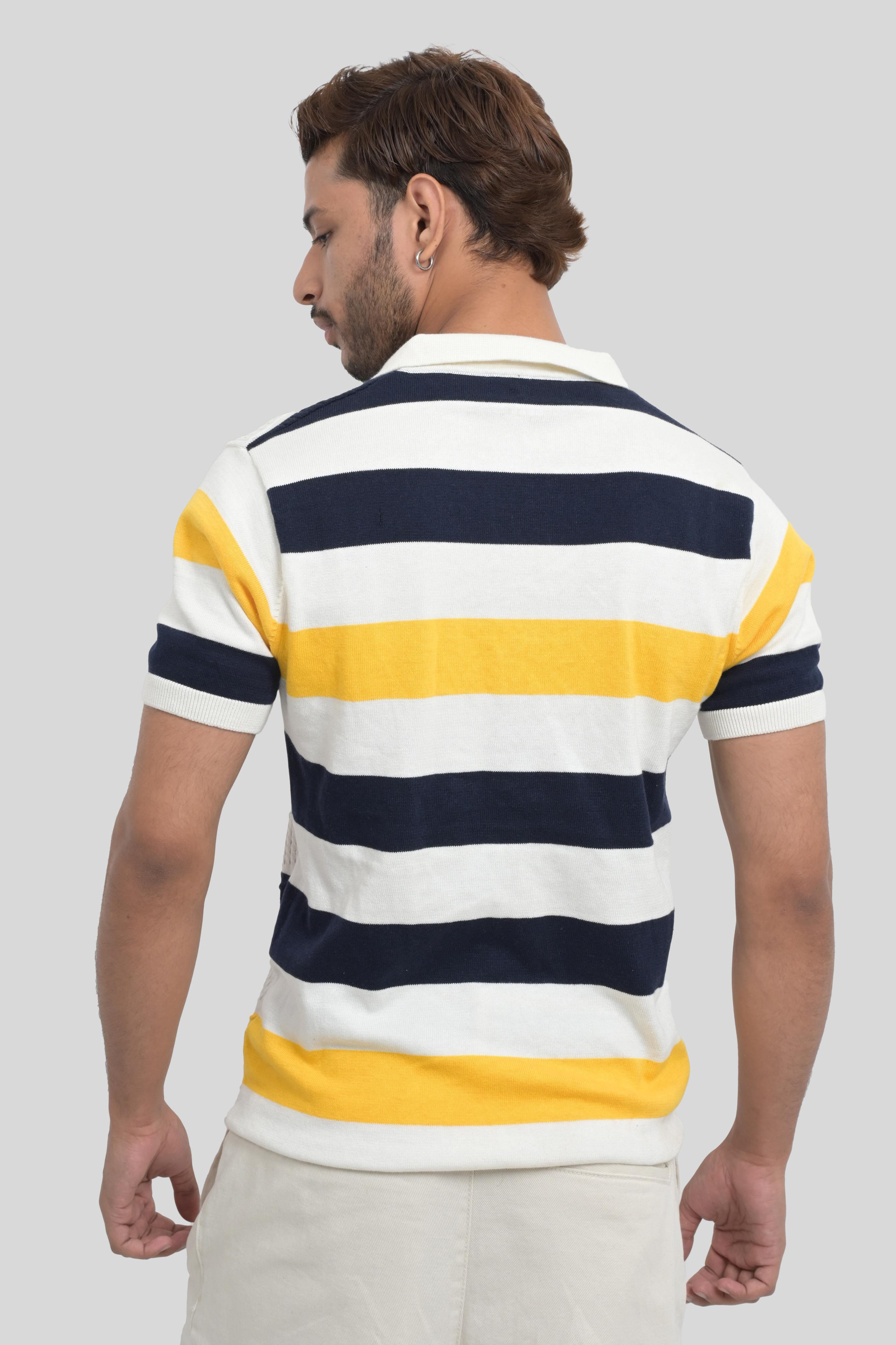 Men's striped short sleeve polo shirt