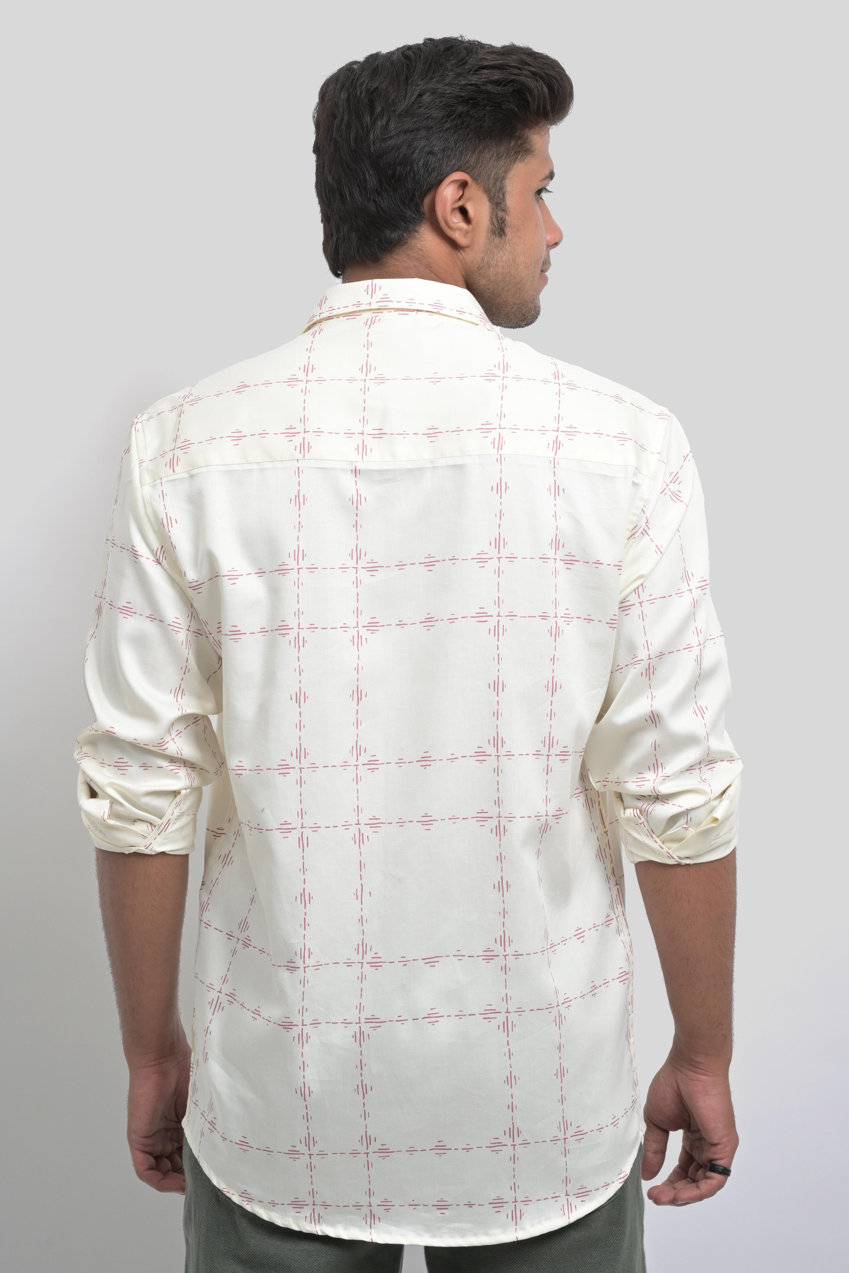 White Geometric Pattern Shirt
