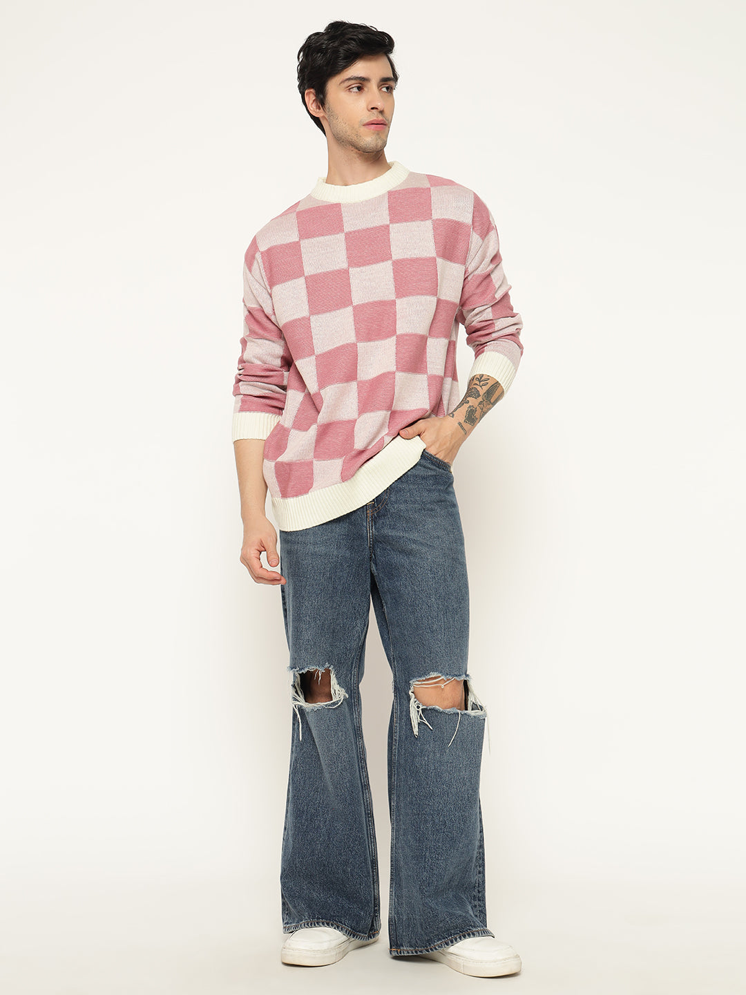 Pink checkered sweater