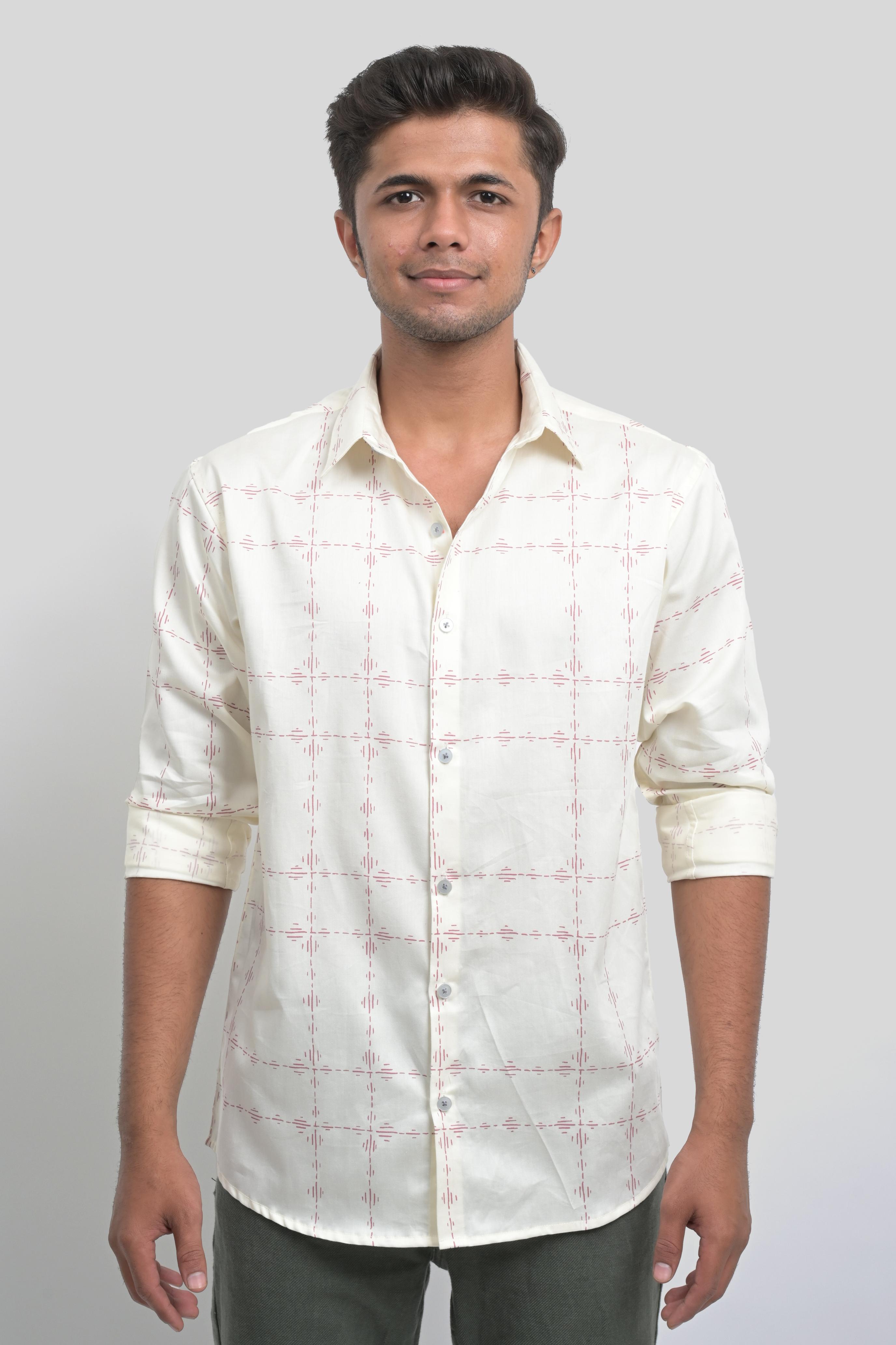White Geometric Pattern Shirt