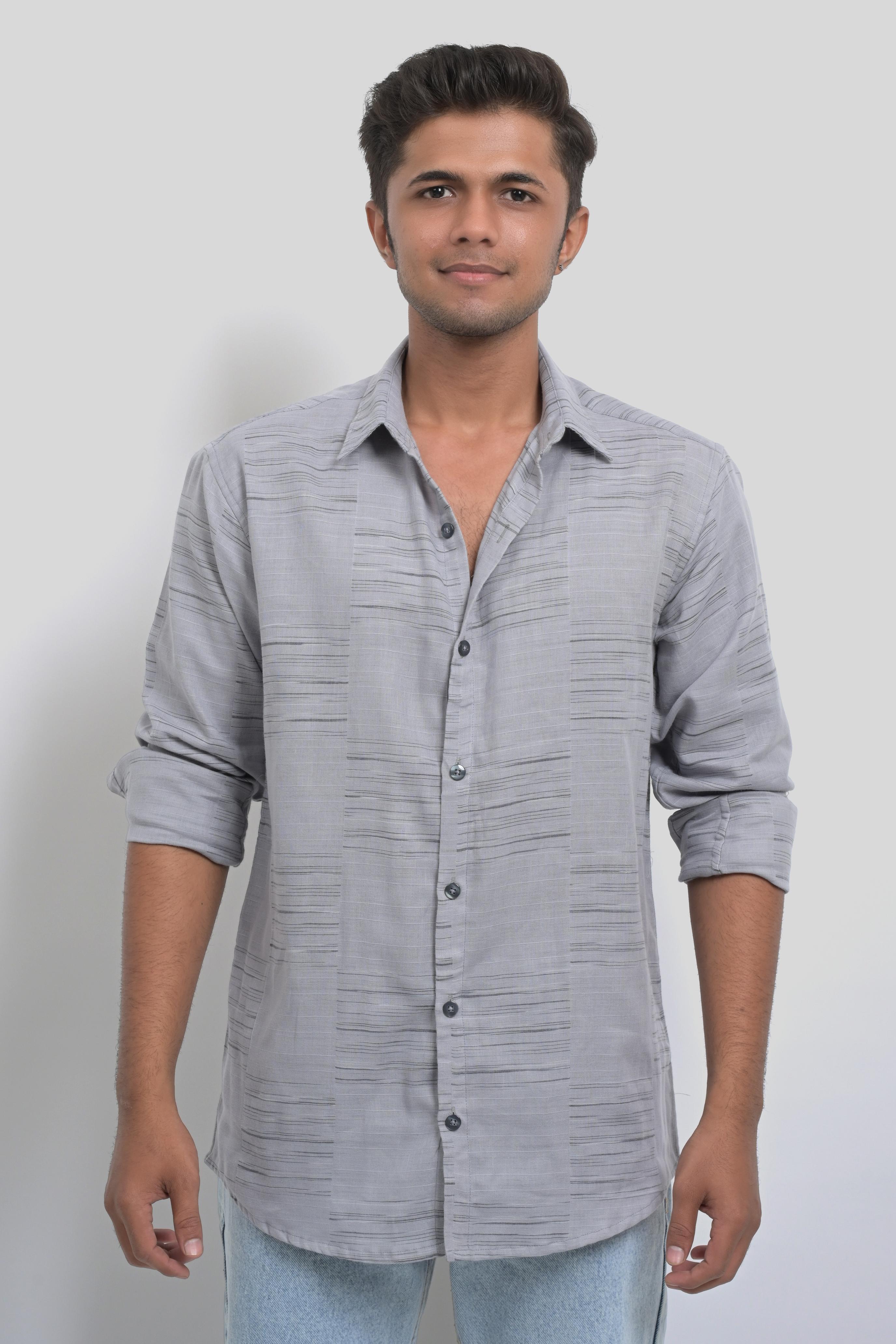 Men's Light Grey Casual Shirt