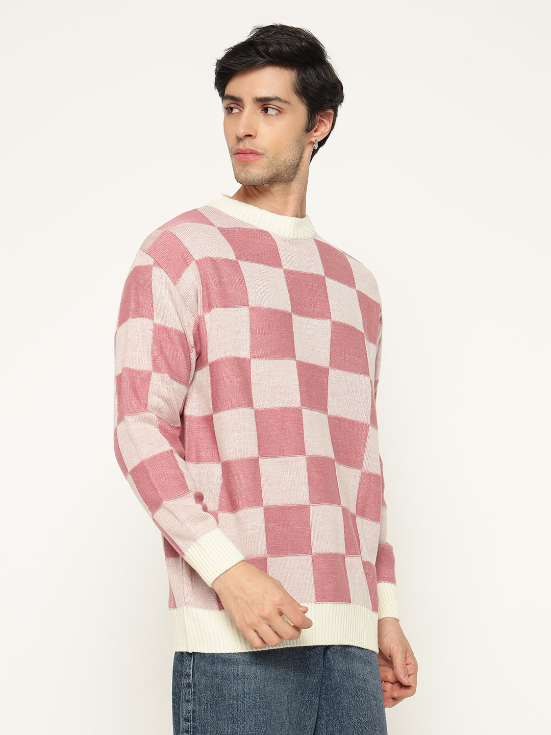 Pink checkered sweater