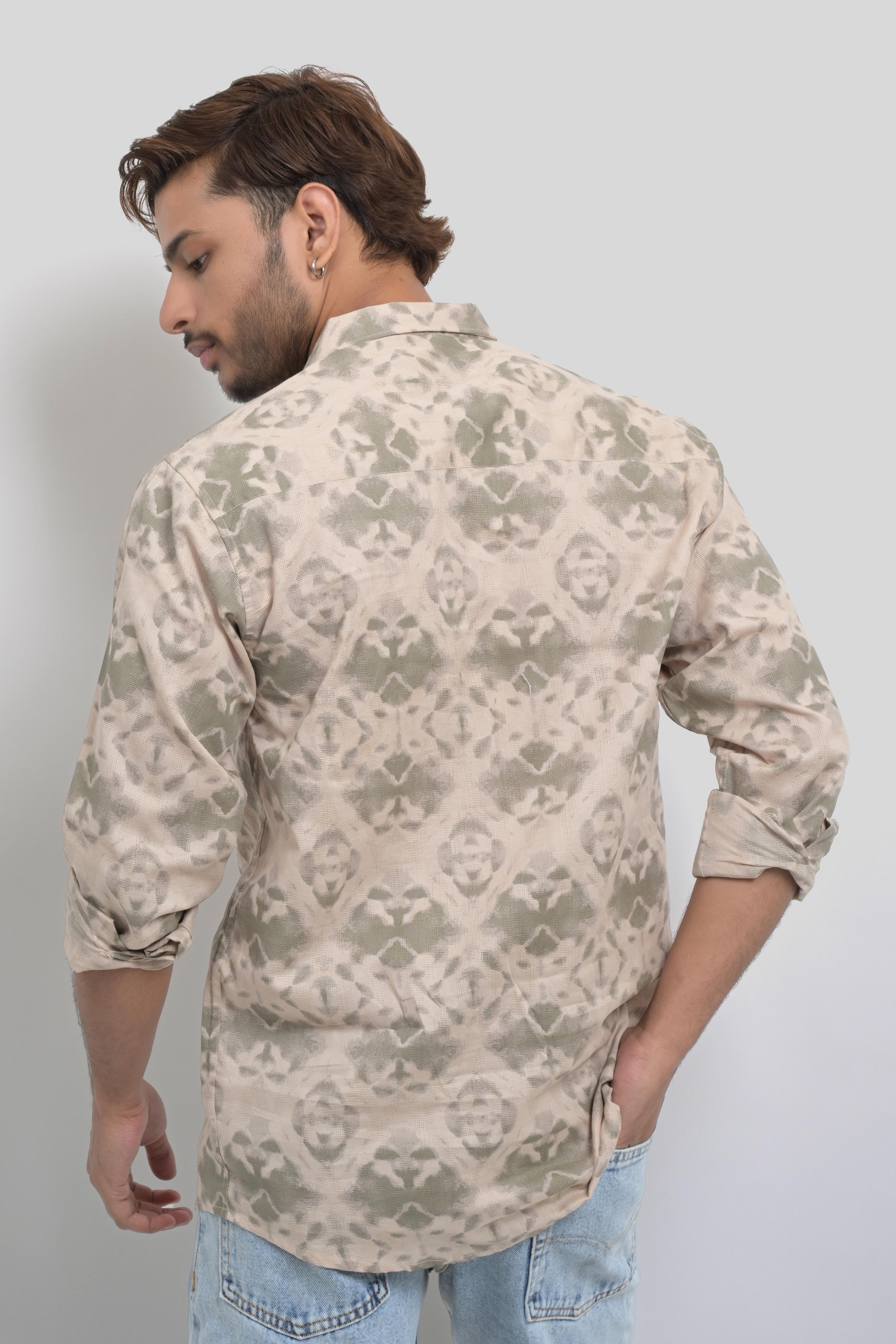 Beige patterned casual shirt