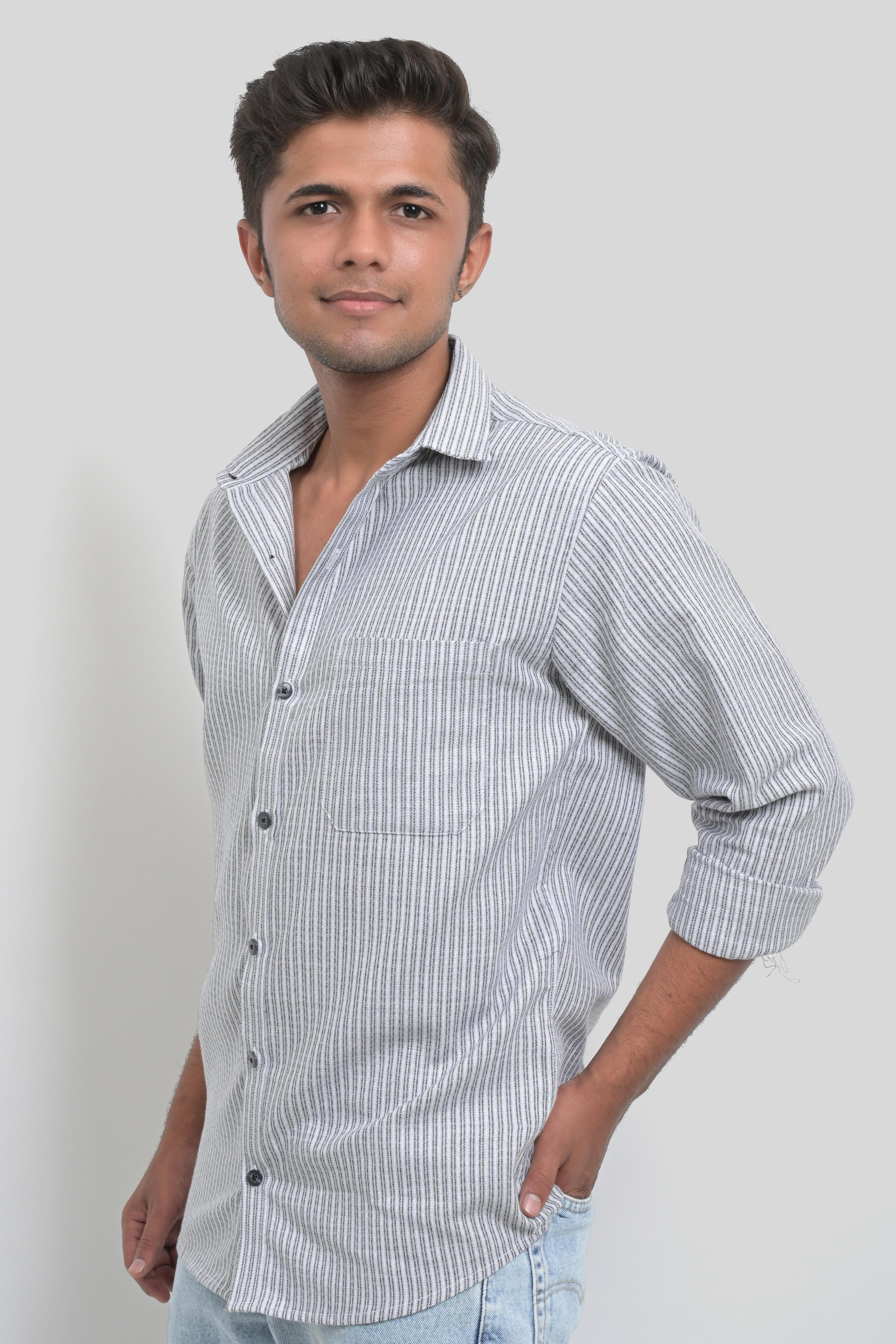 Men's striped button-up shirt