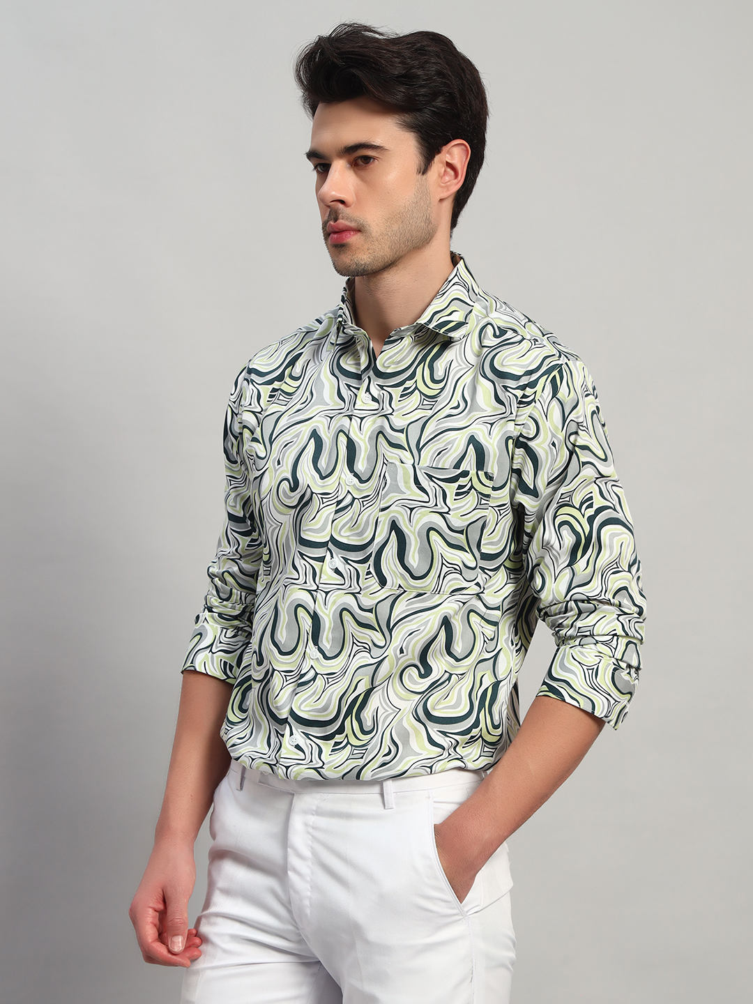 Men's abstract print casual shirt
