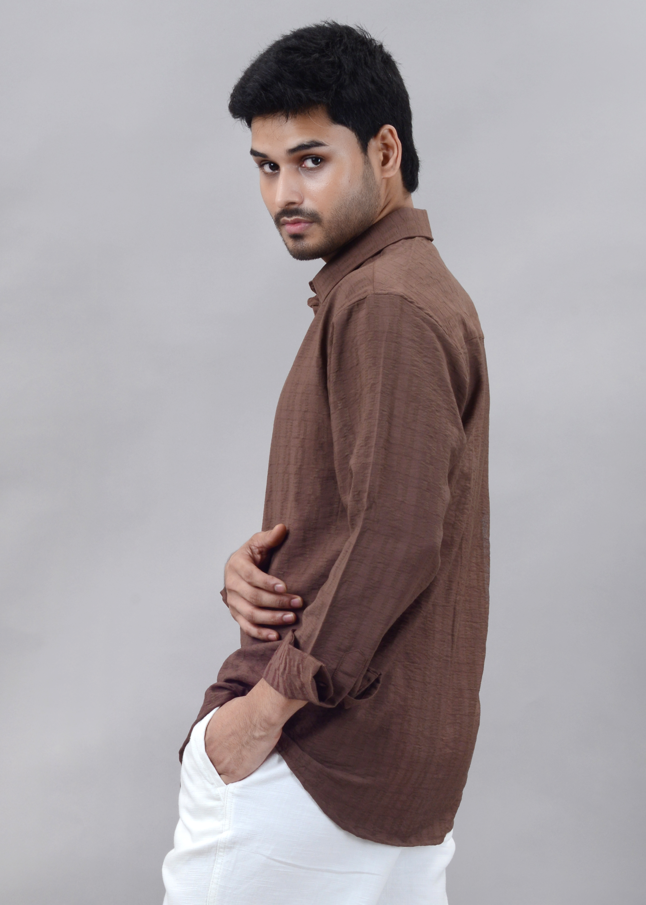 The Rich Brown Crinkle Finish Shirt