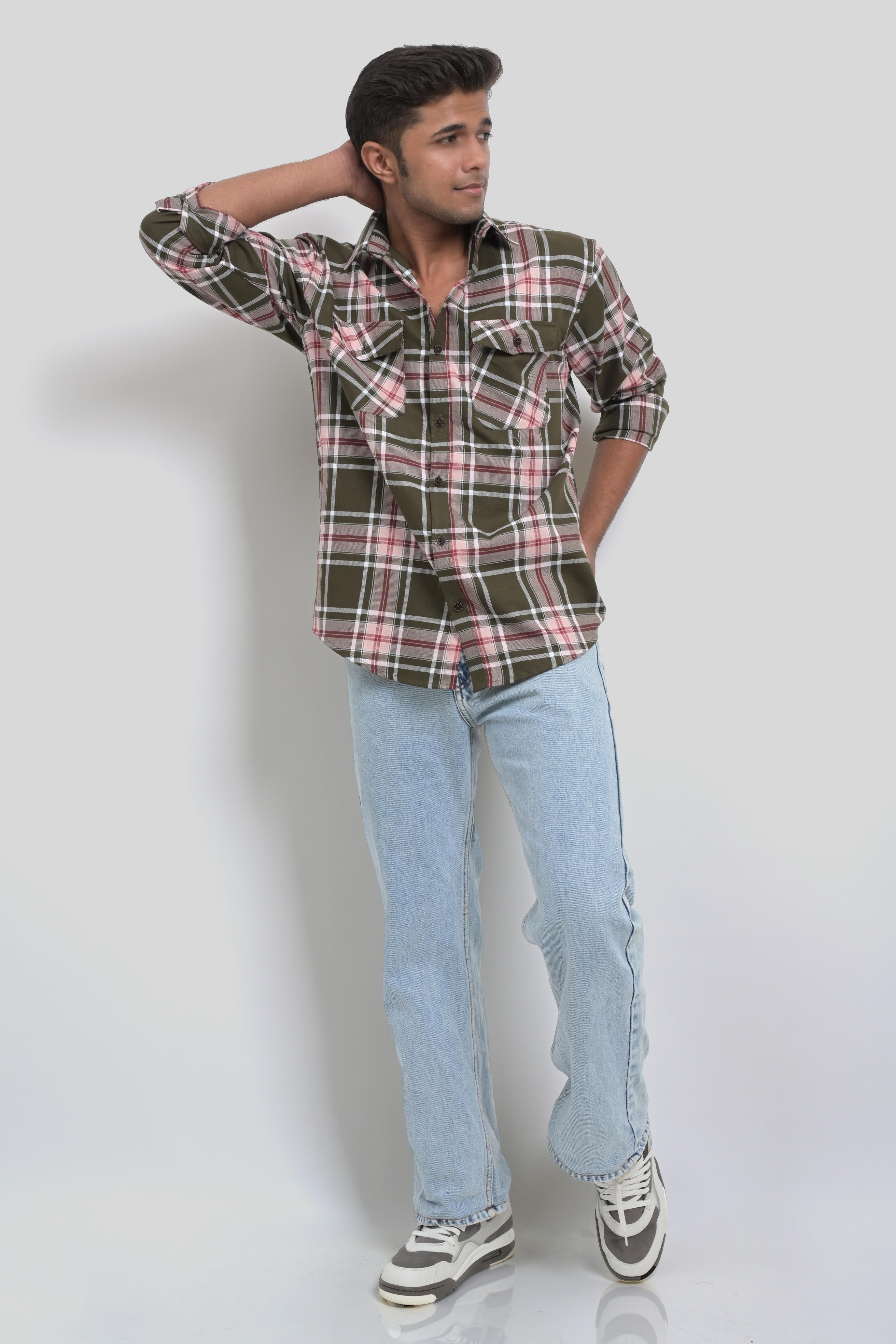 Green and Red Plaid Shirt
