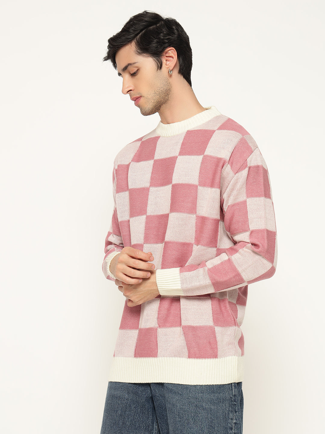 Pink checkered sweater