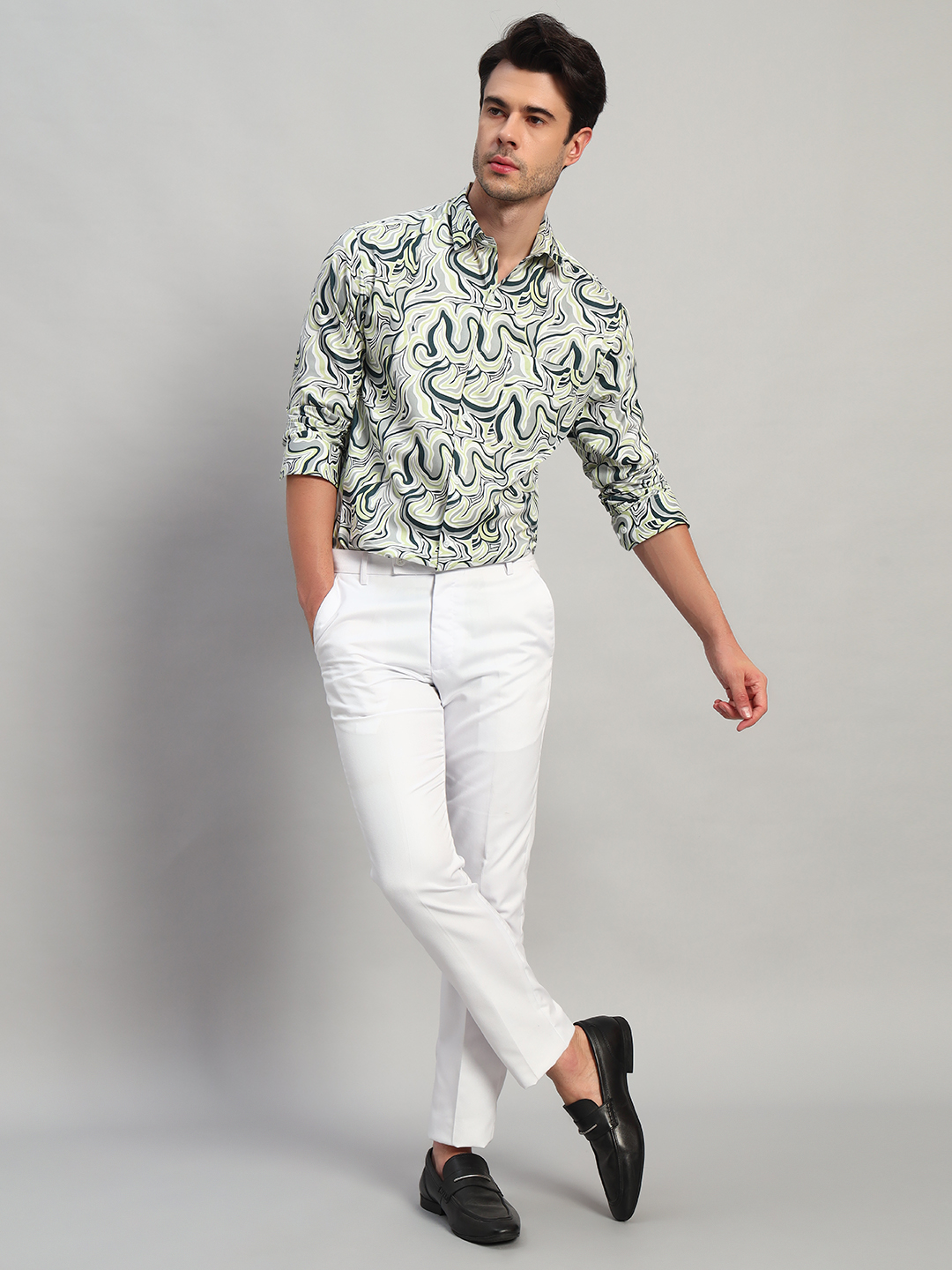Men's abstract print casual shirt