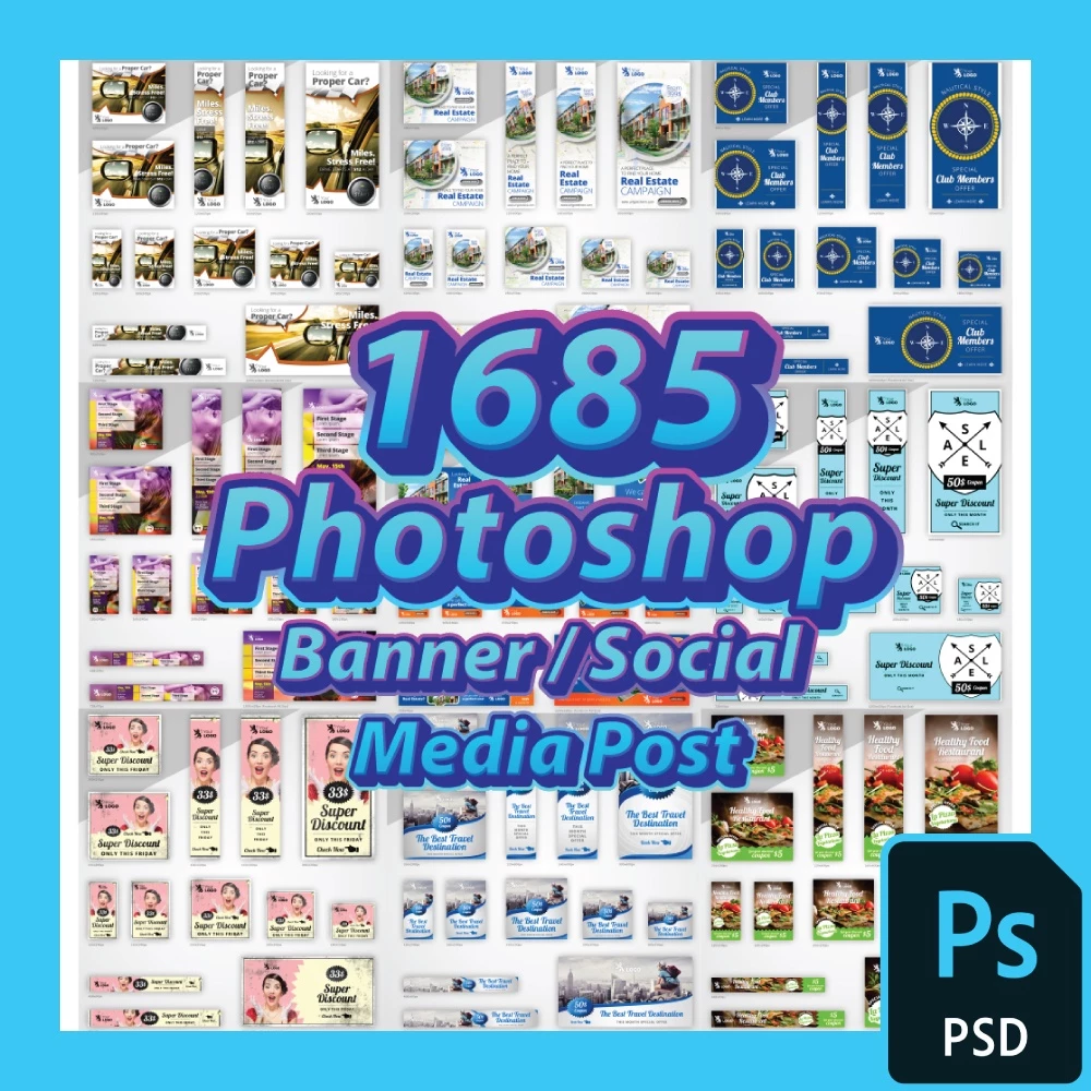 ชุดไฟล์ PSD โฟโต้ชอป 1685 แบนเนอร์/โพสต์โซเชียล