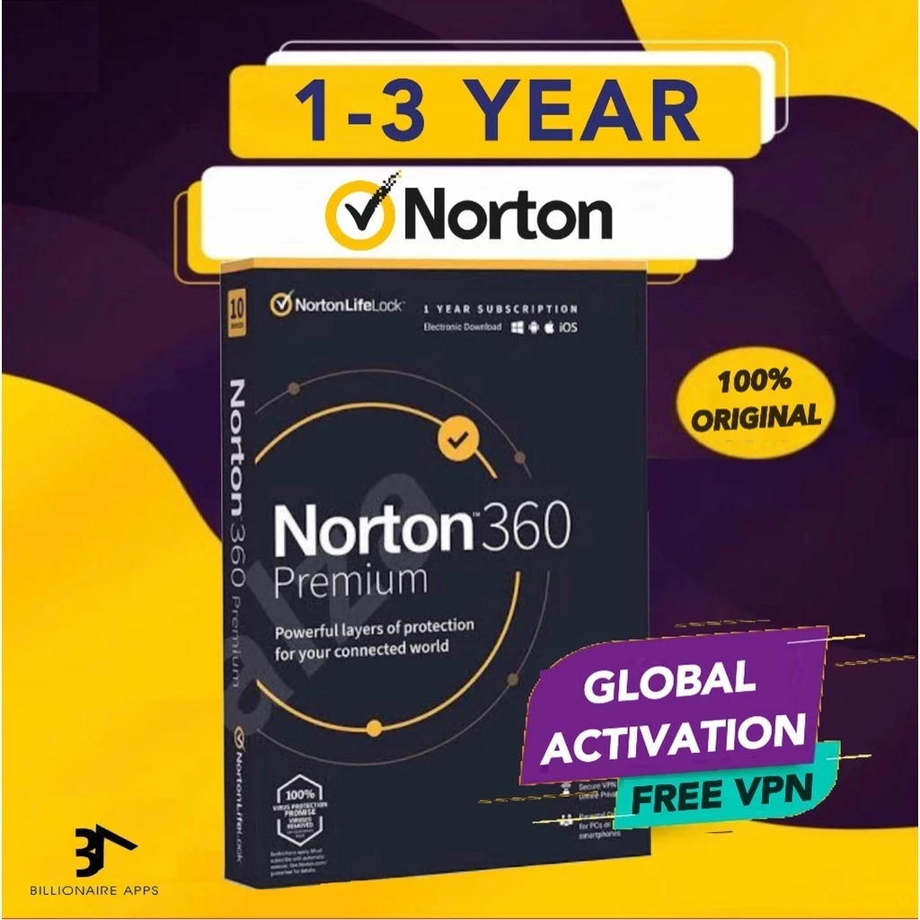 GENUINE Norton 360 Premium Original Antivirus 10 PC Device 1 - 3 Year + VPN + 75GB CLOUD BACKUP