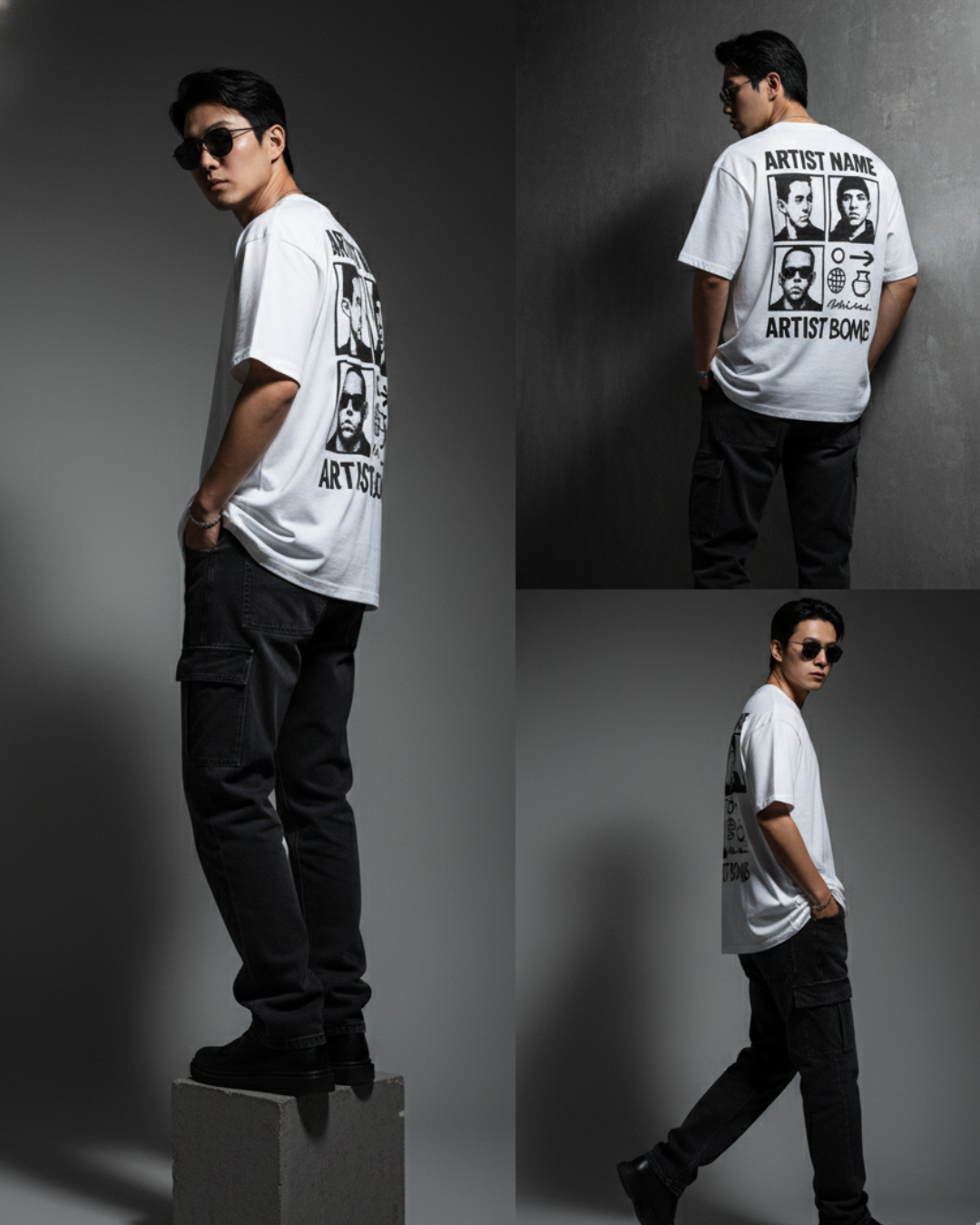 "Artist Bomb" Graphic T-Shirt – Oversized White Streetwear Tee