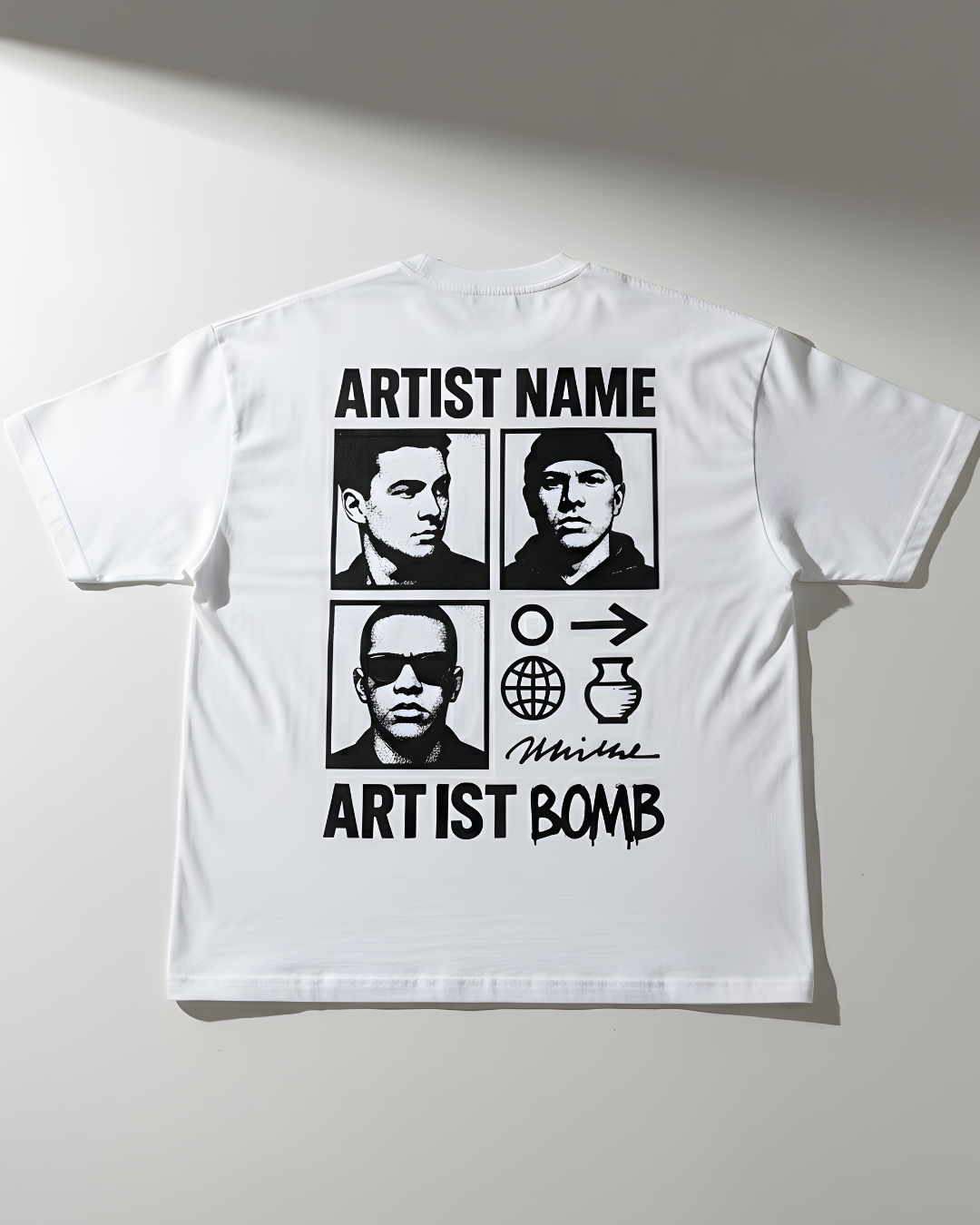 "Artist Bomb" Graphic T-Shirt – Oversized White Streetwear Tee