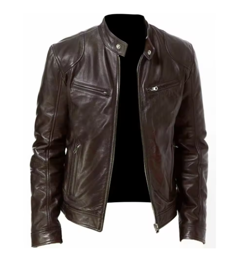 Men's brown leather jacket