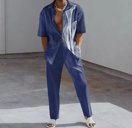 Men's Blue Casual Summer Suit