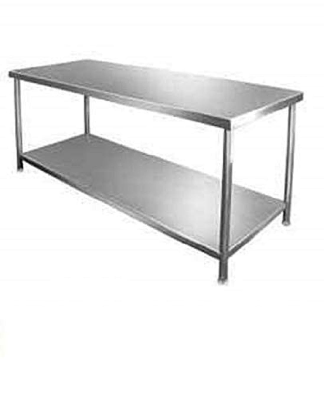 DG DEXAGLOBAL Work Table Bench Multipurpose Stainless Steel for Home Kitchen Cafe Office Hospitals Clinic Office Restaurant Business Warehouse Furniture 1U/n-Shelf,Size 4by2ft