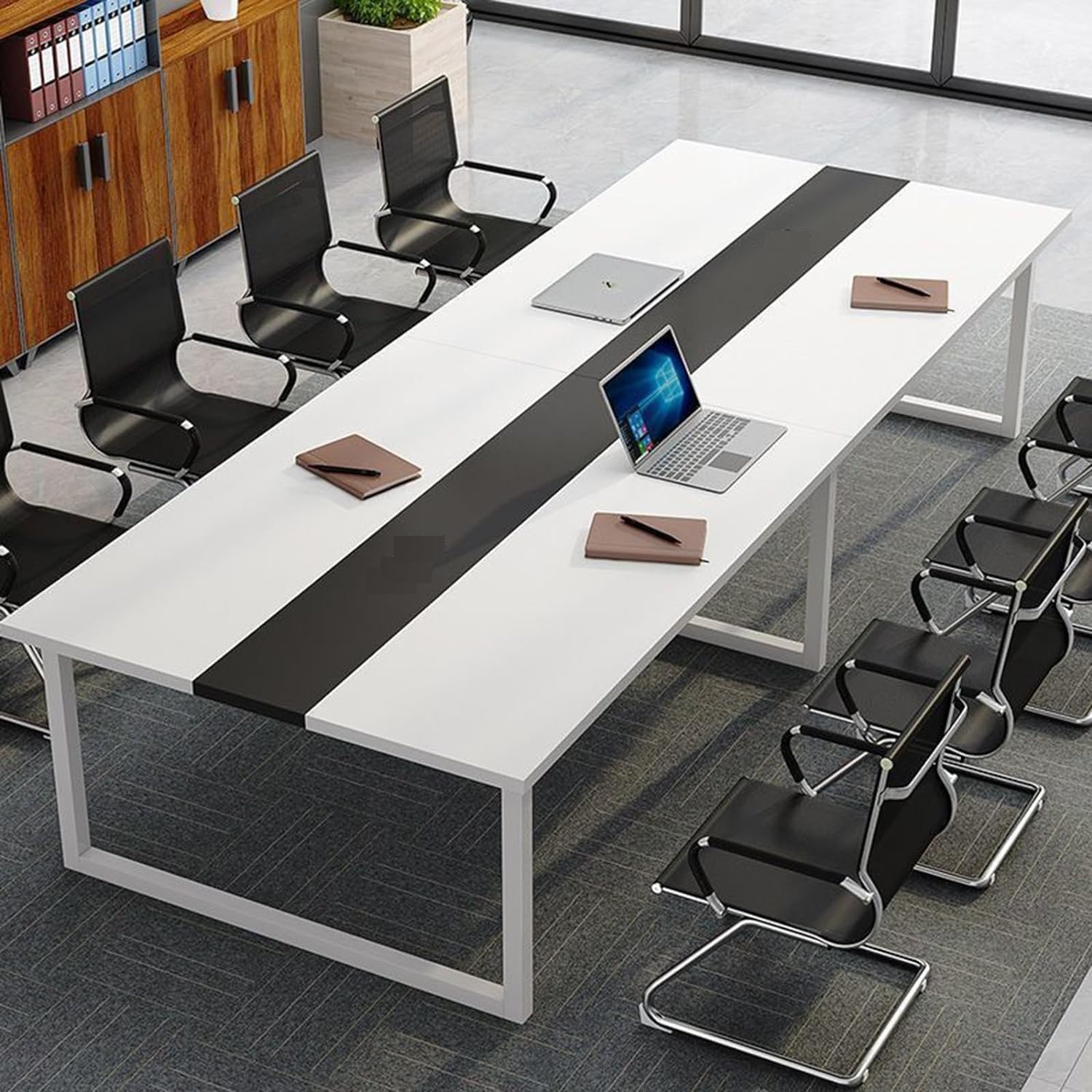 DG DEXAGLOBAL Dining Table, Meeting Table, Large Office Desk, Long Desk, Conference Table Desk, Conference Desk, Large, Office Desk, Computer Desk, Conference Room, Large Meeting Room, Large Seats 8 Modern Conference Table