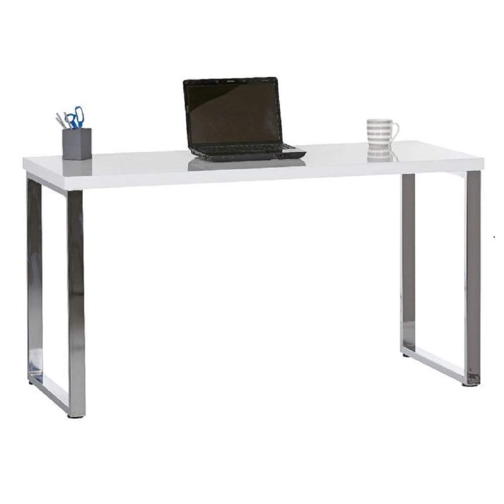 DG DEXAGLOBAL CEO Desk/Table WFH (Suitable for Work from Home) Stainless Steel + Gloss White Finish (White Top +Stainless Steel Legs, 4x2 Foot Top) Modern Office Desk