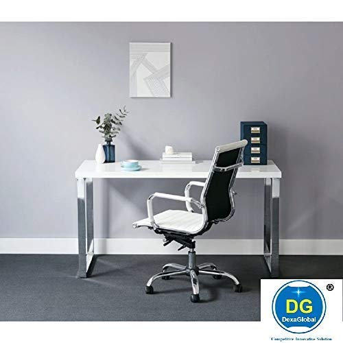 DG DEXAGLOBAL CEO Desk/Table WFH (Suitable for Work from Home) Stainless Steel + Gloss White Finish (White Top +Stainless Steel Legs, 4x2 Foot Top) Modern Office Desk