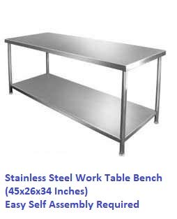 DG DEXAGLOBAL Beauty Stainless Steel Work Table Bench (45x26x34 Inches, Steel) 5 Year Manufacturing Warranty 
