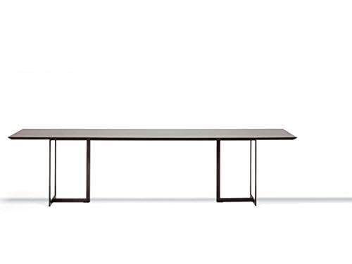 DG DEXAGLOBAL Steel Metal Meeting Table 6 x 3 Foot TOP Rectangular(Gloss Black Finish Top + Black Legs) 1 Year Manufacturing Warranty Modern Minimalist Rectangular Table